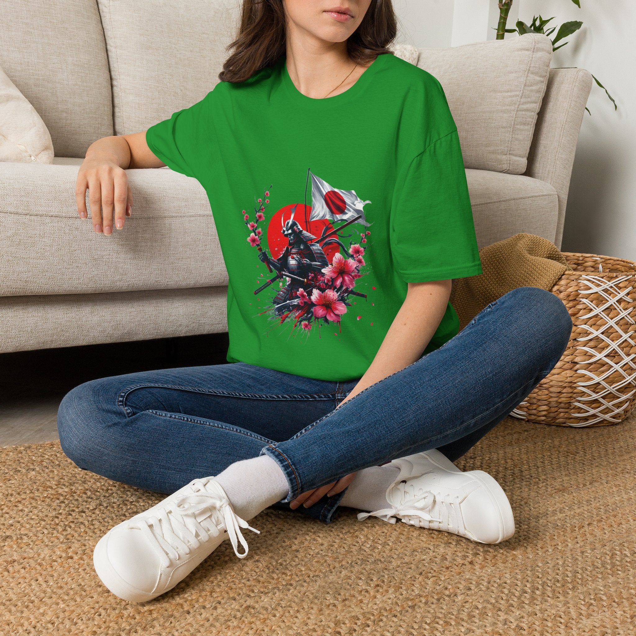 Japan Unisex Softstyle T-Shirt Japanese Art Sakura Samurai Cotton Gift Unique