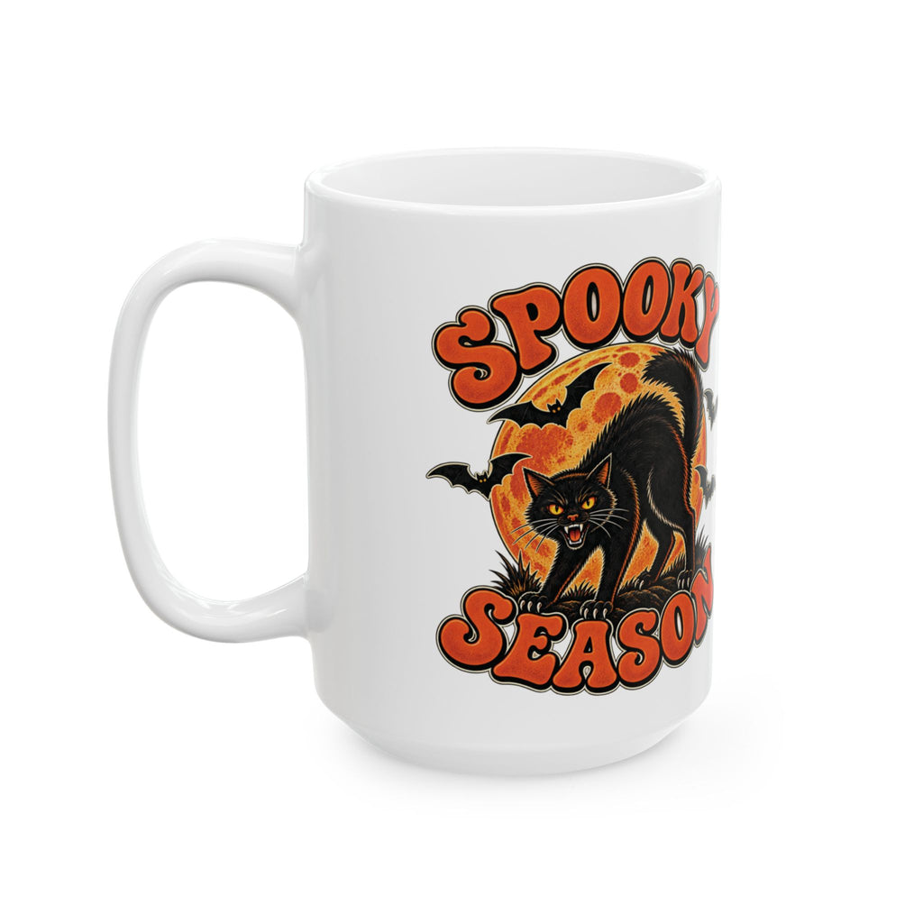 Retro Black Cat Halloween Mug | Vintage Spooky Season Coffee Mug | Halloween Cat Lover Gift