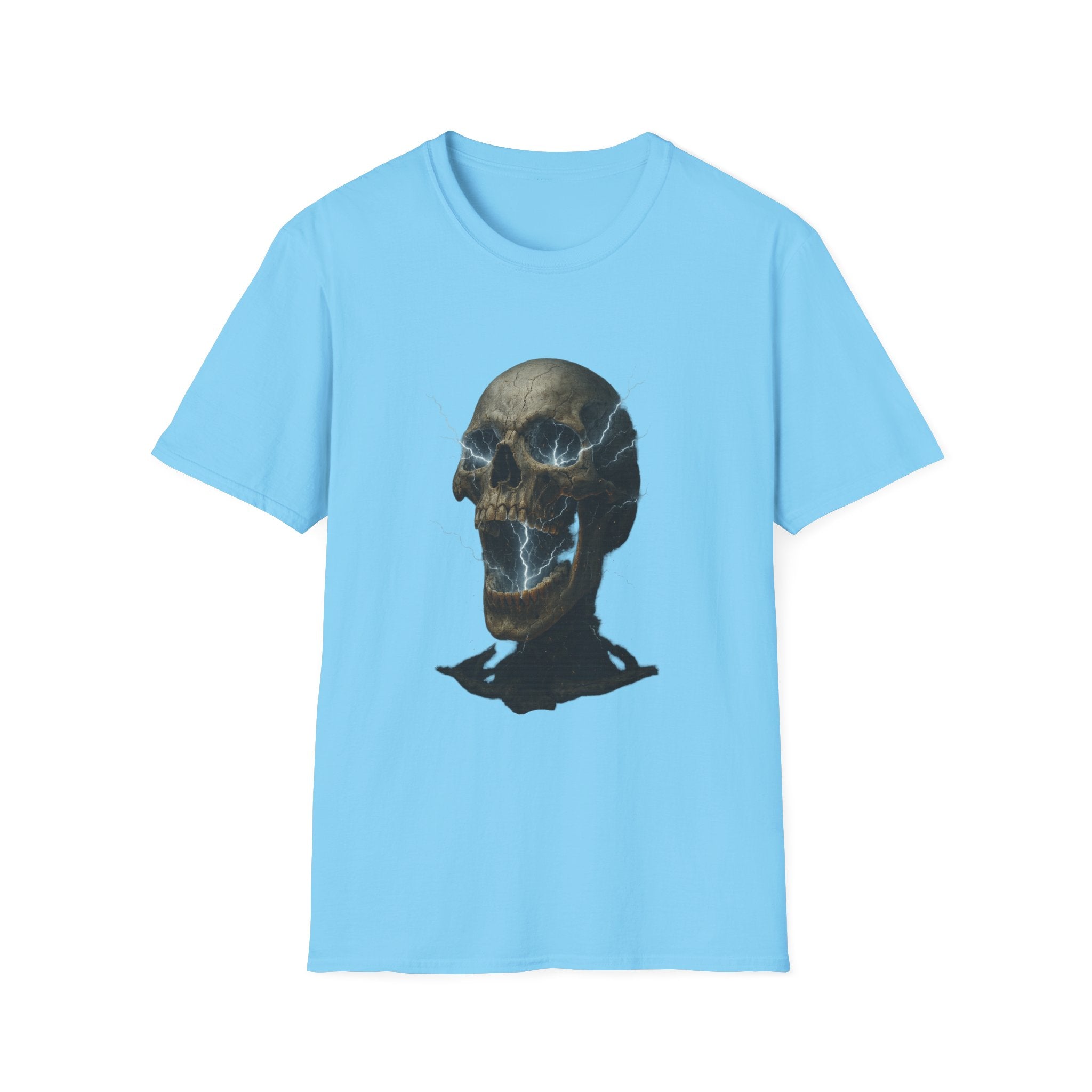 Funny Mens Electric Skull T-Shirt Classic Short Sleeve Shirt Apparel Clothing