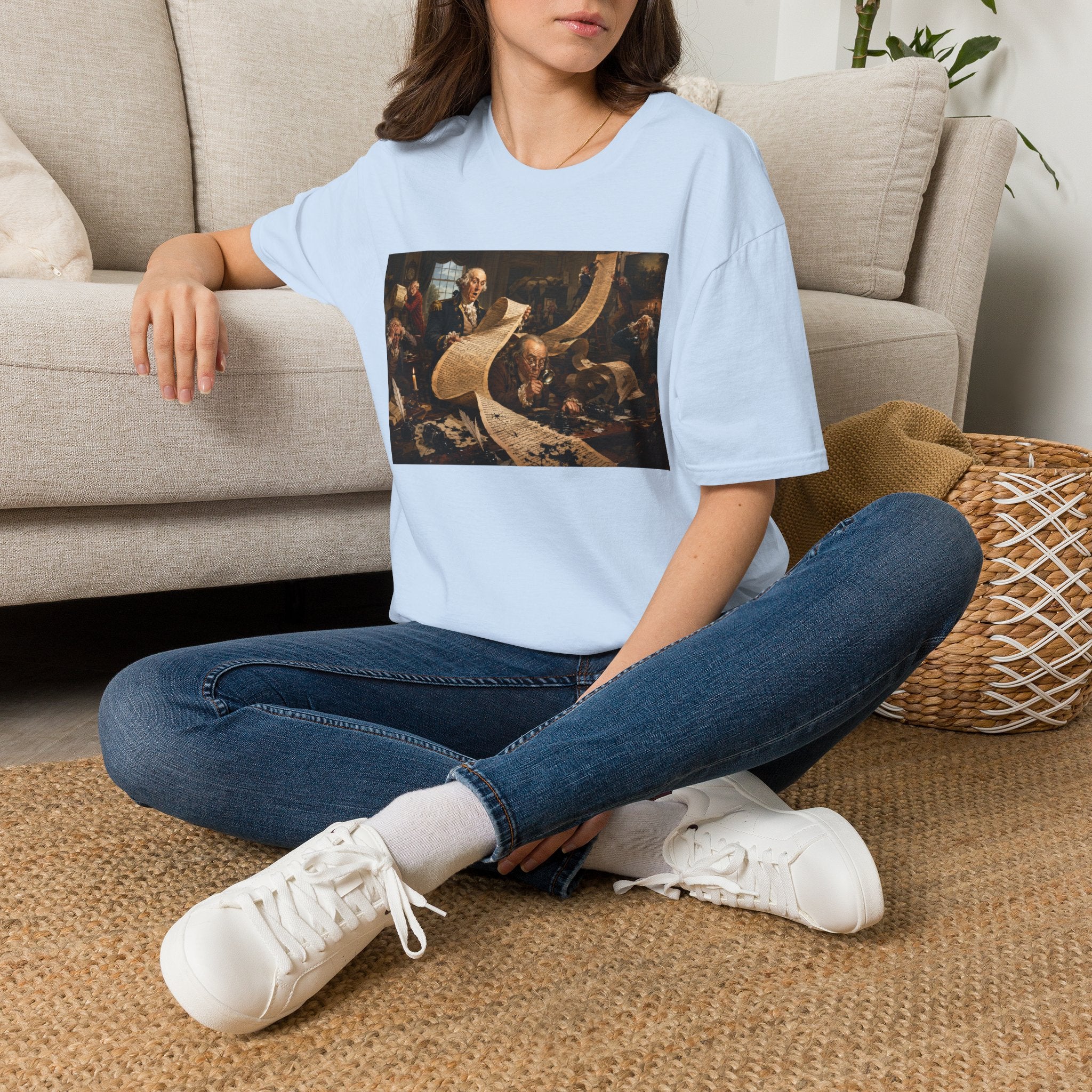 Funny USA Unisex Softstyle T-Shirt Giant Declaration Team Funny Patriotic T-Shirt United States of America Benjamin Franklin George Washington Tshirts