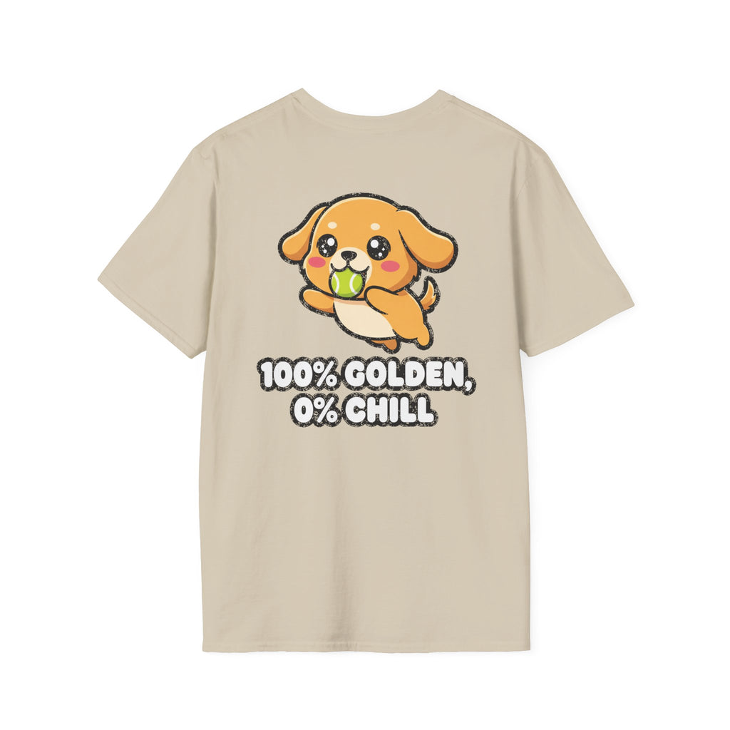 Cute Golden Retriever Shirt 100% Golden, 0% Chill Funny Dog Lover Unisex Softstyle Tee Gift