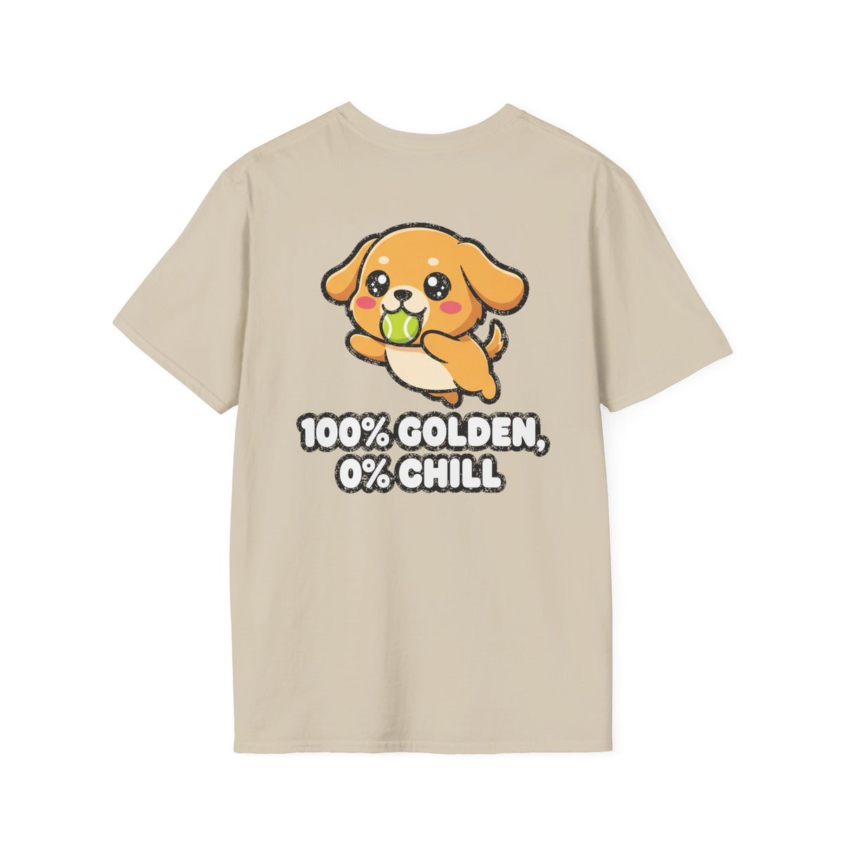 Cute Golden Retriever Shirt 100% Golden, 0% Chill Funny Dog Lover Unisex Softstyle Tee Gift