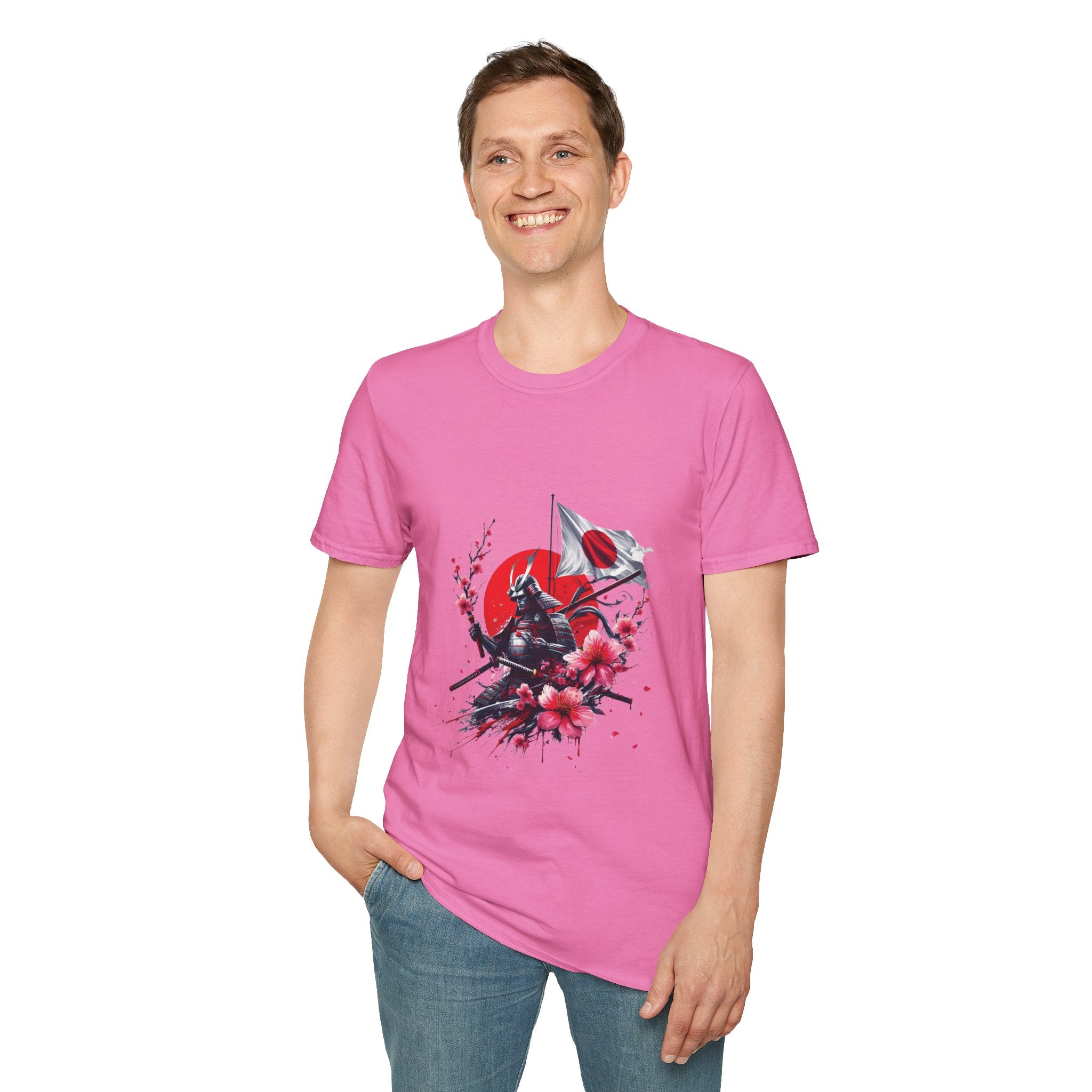 Japan Unisex Softstyle T-Shirt Japanese Art Sakura Samurai Cotton Gift Unique