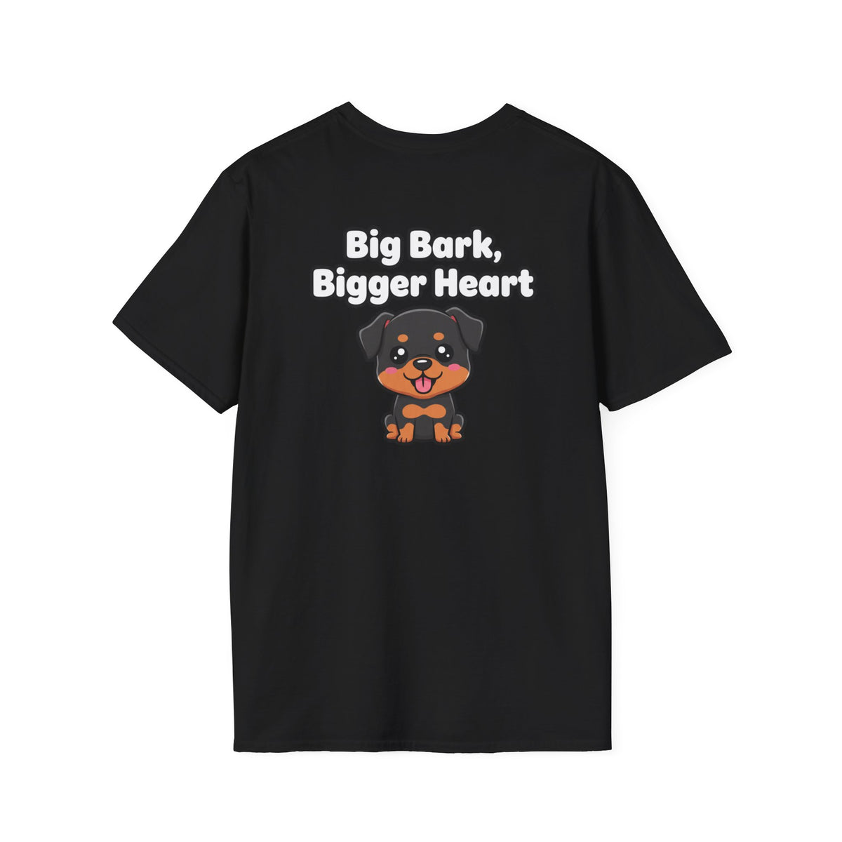 Cute Rottweiler Shirt Big Bark, Bigger Heart Funny Dog Lover Unisex Softstyle Tee Gift