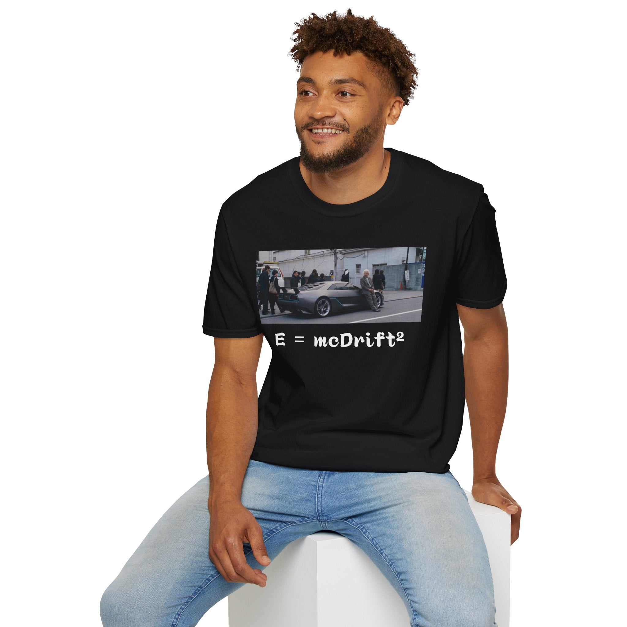 Funny Einstein Drift T-Shirt Speed Racing Car Unisex Softstyle TShirt Gift Men