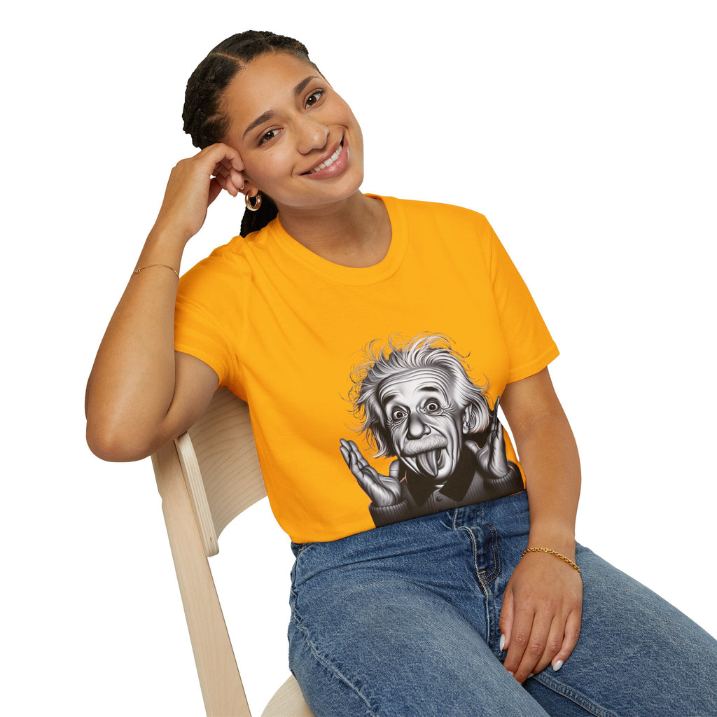 Funny Albert Einstein Print T-Shirt Unisex Softstyle T-Shirt Cotton Unique Gift