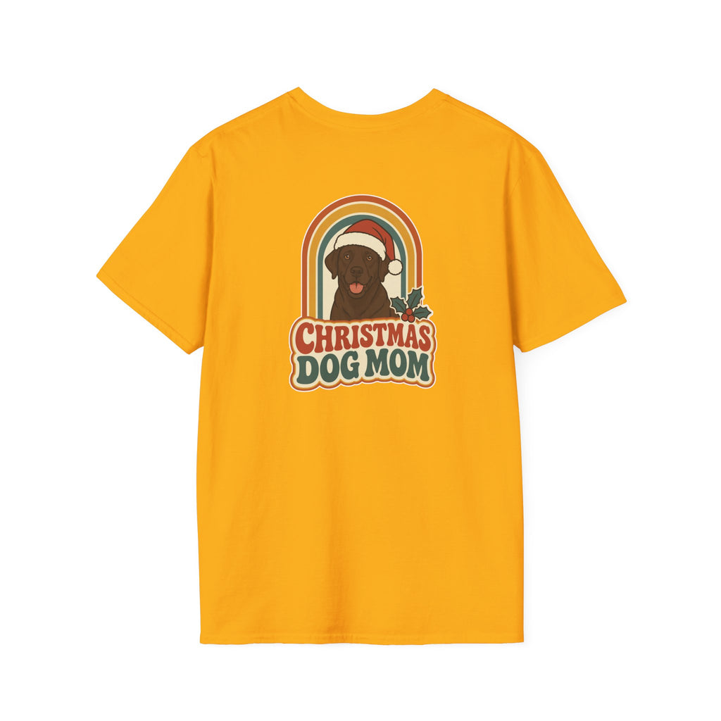 Retro Christmas Dog T-Shirt Christmas Dog Mom Vintage Dog Lover Shirt Unisex Softstyle Tee Christmas Gift
