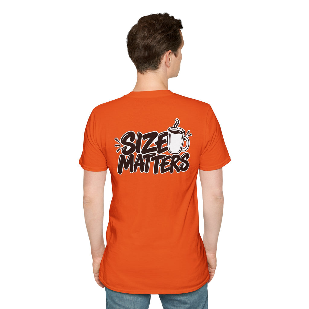 Dark Humor Funny Coffee Shirt Size Matters Novelty Graphic Tee Unique Gift