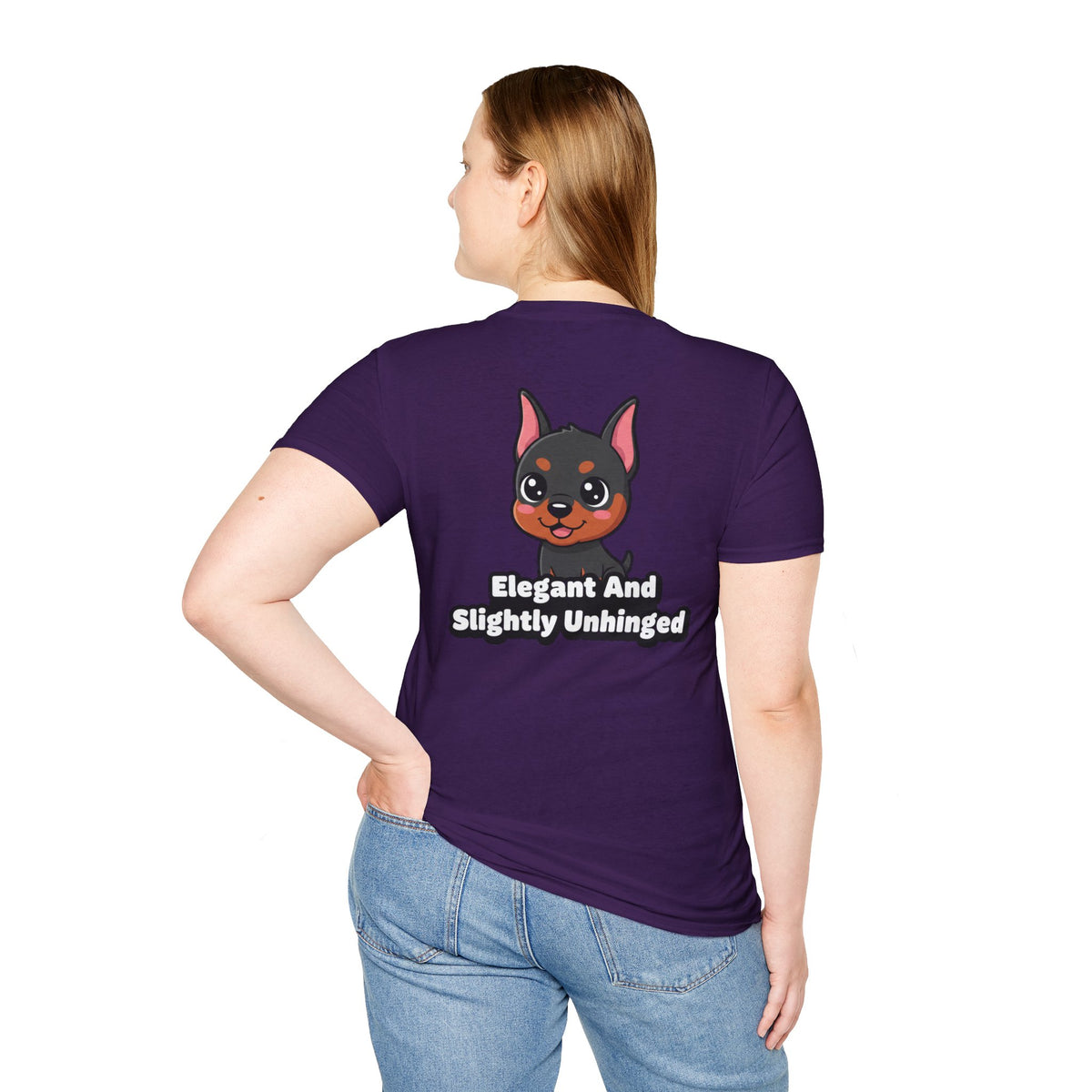 Cute Doberman Shirt Elegant And Slightly Unhinged Funny Dog Lover Unisex Softstyle Tee Gift