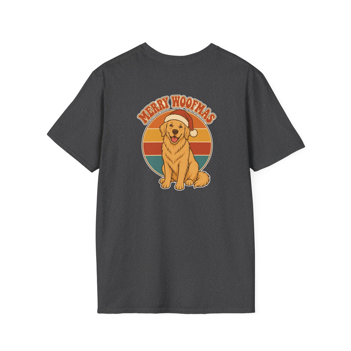 Retro Christmas Dog T-Shirt Merry Woofmas Vintage Dog Lover Shirt Unisex Softstyle Tee Christmas Gift