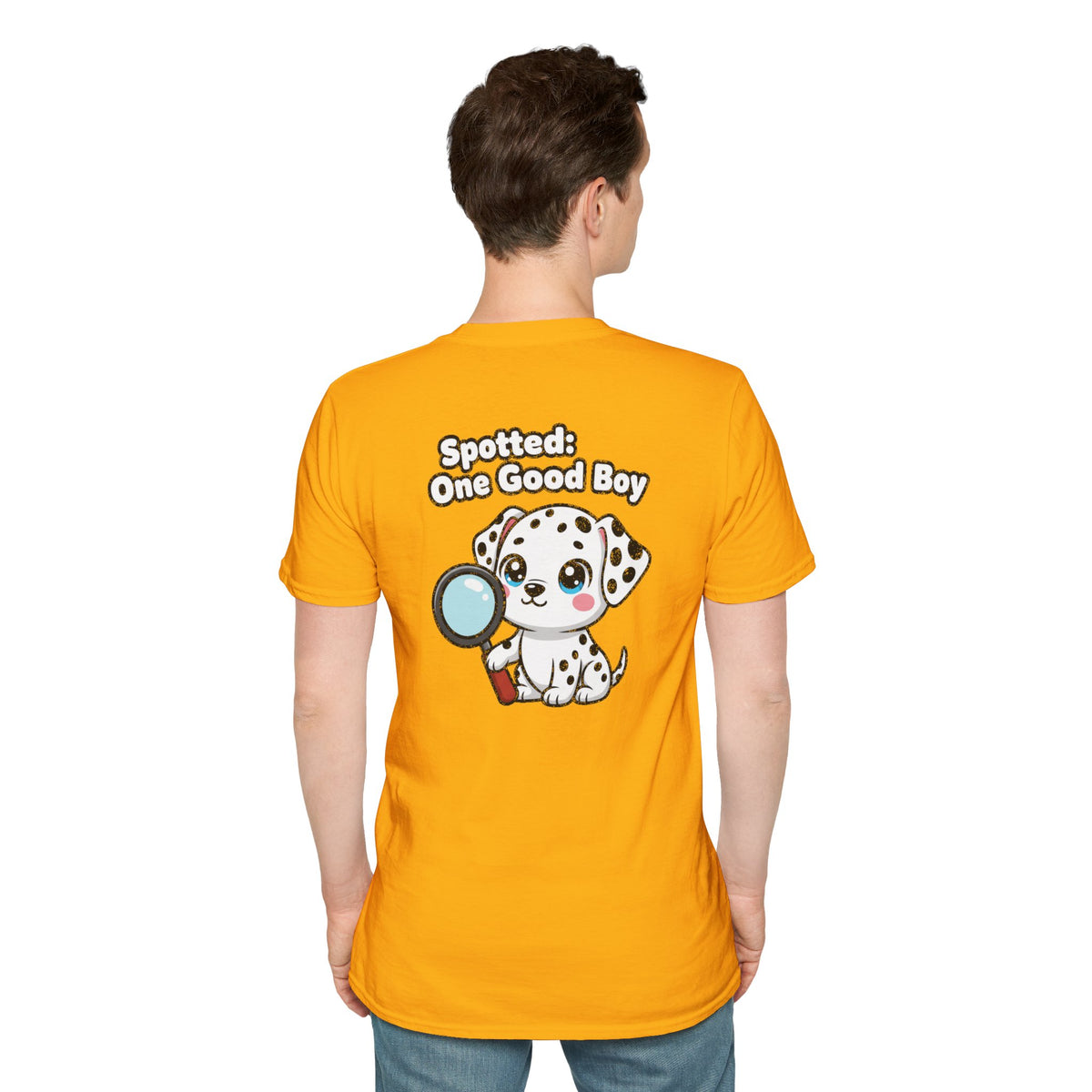 Cute Dalmatian Shirt Spotted: One Good Boy Funny Dog Lover Unisex Softstyle Tee Gift