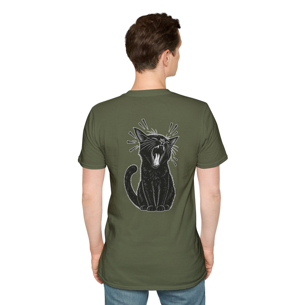 Black Cat Shirt Funny Yawn Comic Style Cat Lover Graphic Tee Unique Gift Black Cat T shirt
