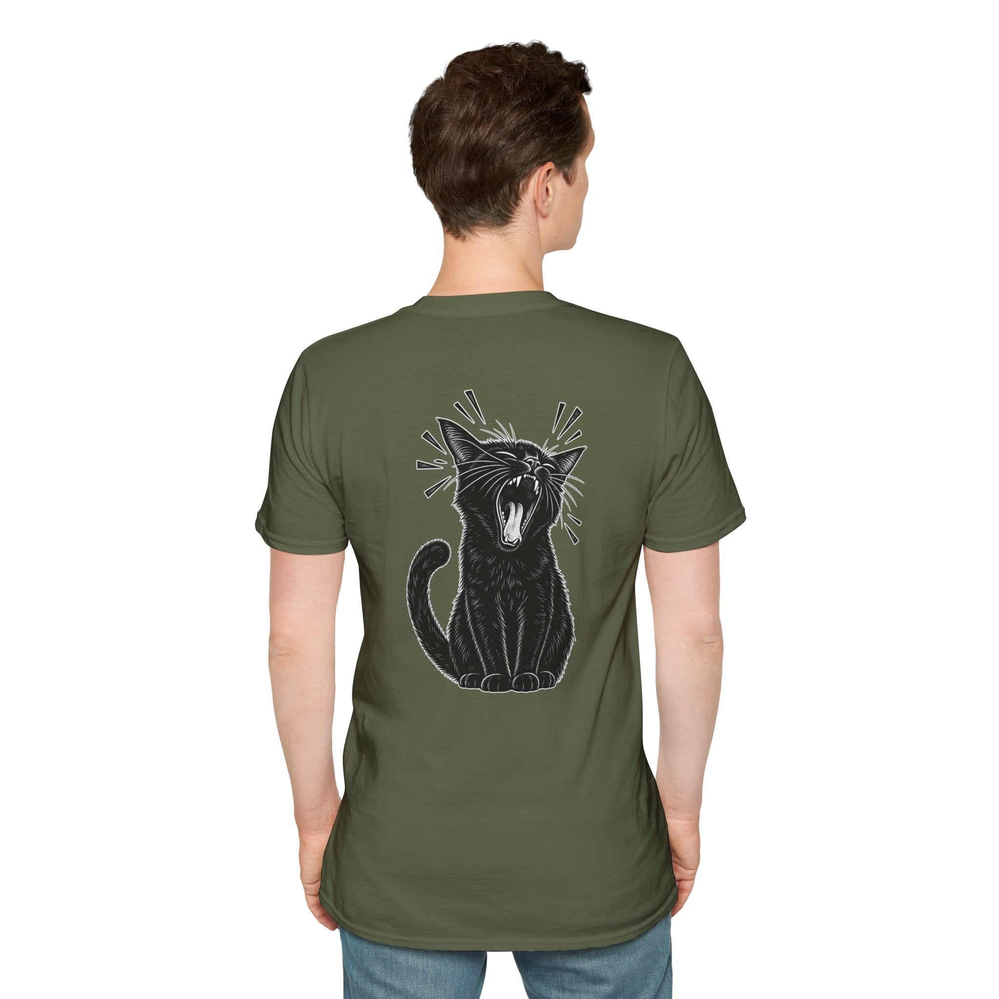 Black Cat Shirt Funny Yawn Comic Style Cat Lover Graphic Tee Unique Gift Black Cat T shirt