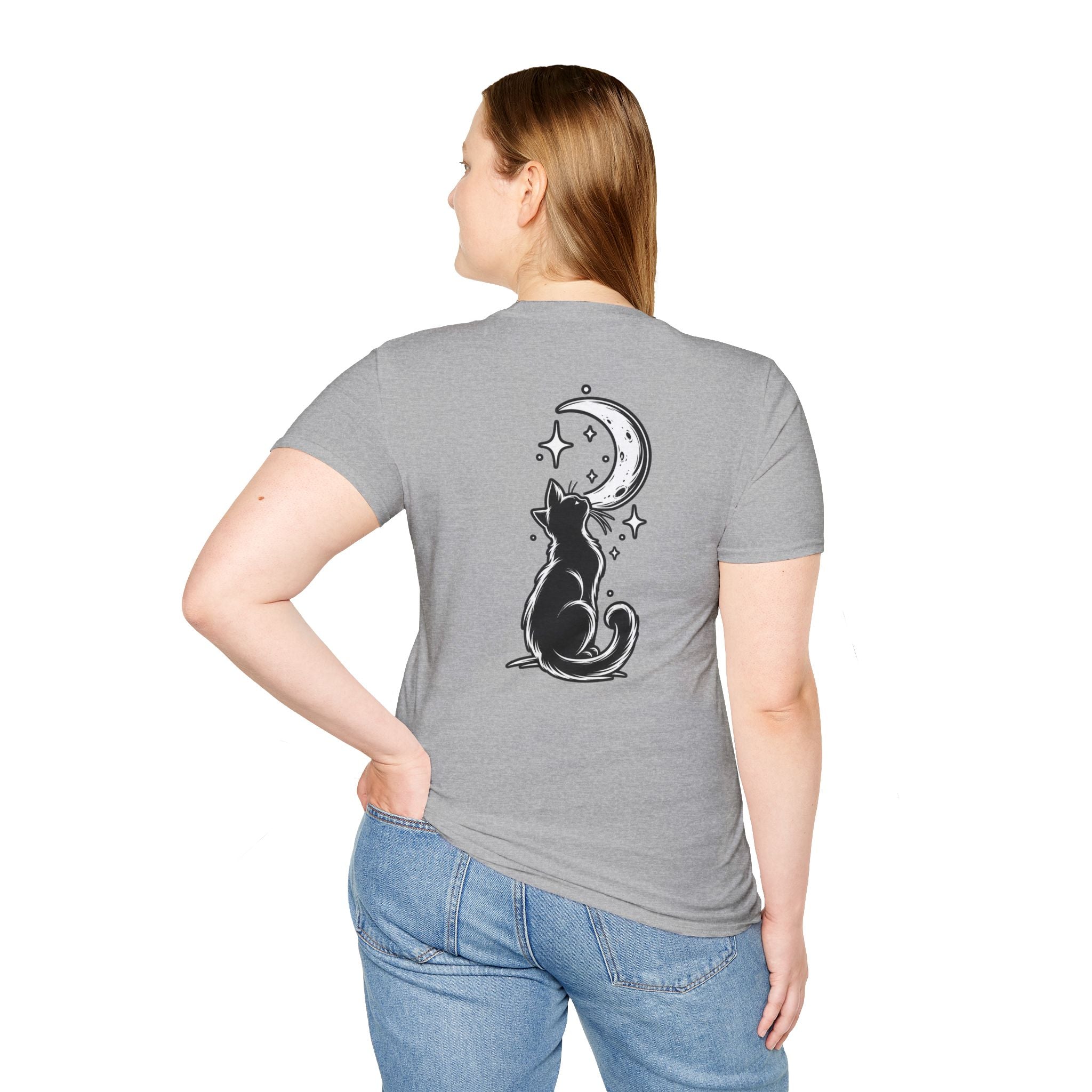Black Cat Shirt Moon Silhouette Minimalist Funny Cat Lover Graphic Tee Unique Gift Black Cat T shirt