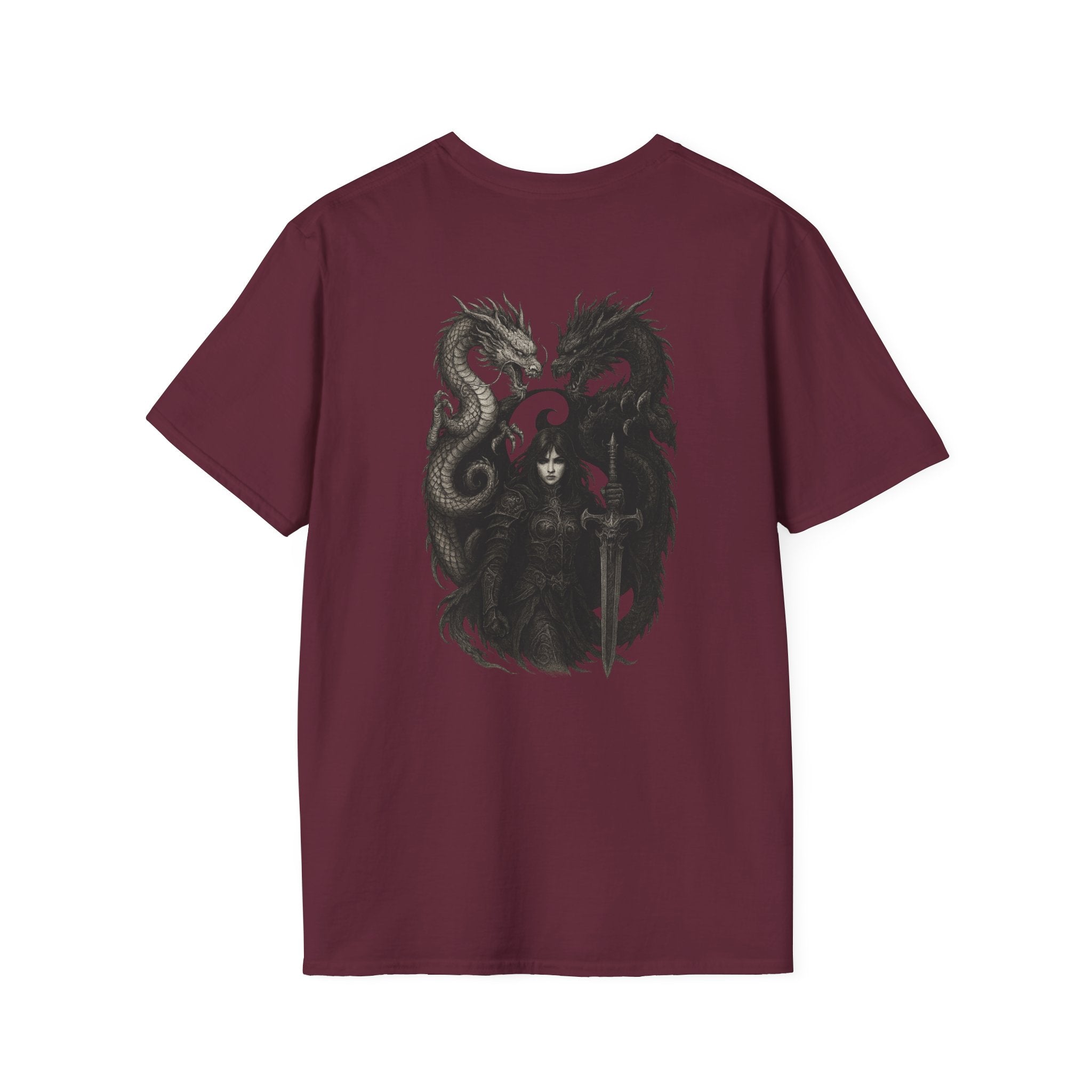 Dragon T-shirt Men Women Graphic Tee Clothing Apparel Symbol Ying Yang In Back