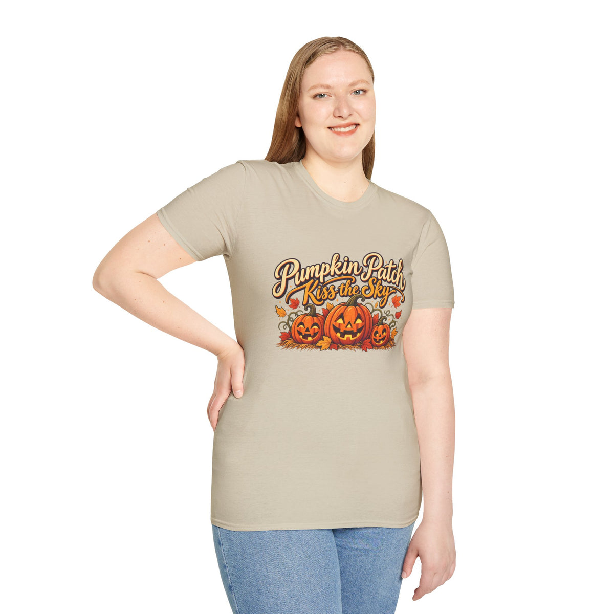 Pumpkin Patch Kiss the Sky Shirt | Cute Fall Jack-O'-Lantern Graphic Tee | Womens Halloween T-Shirt