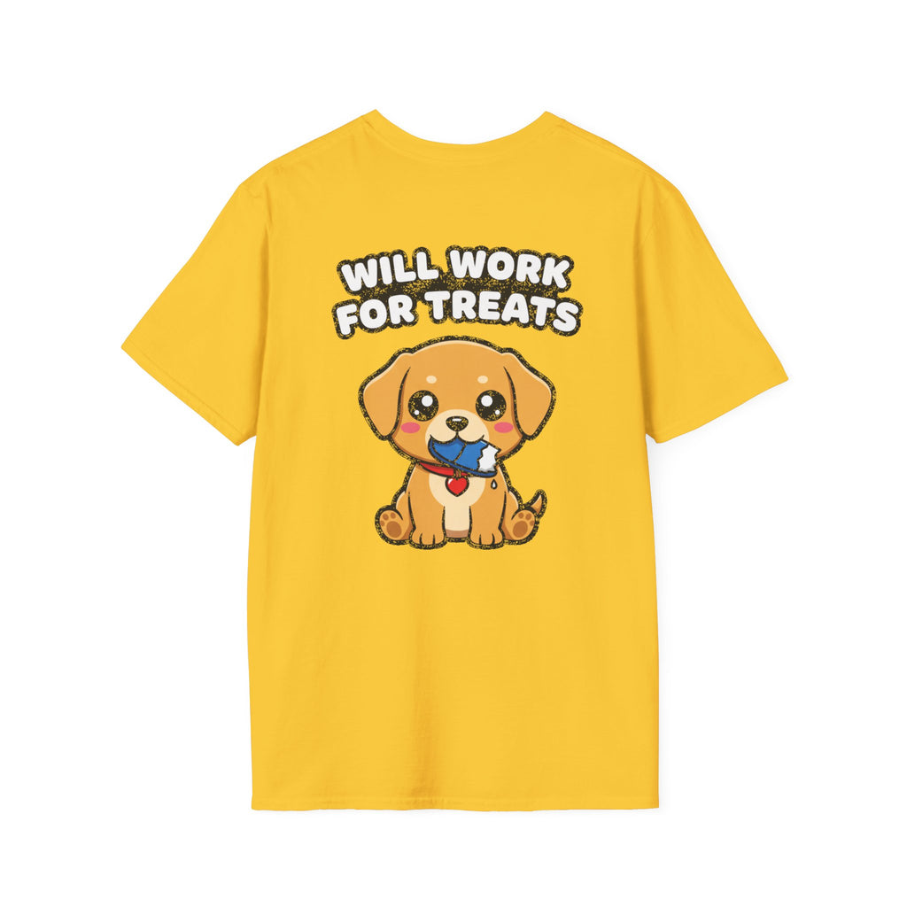 Cute Labrador Shirt Will Work For Treats Funny Dog Lover Unisex Softstyle Tee Gift