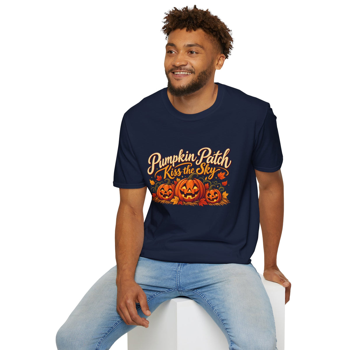 Pumpkin Patch Kiss the Sky Shirt | Cute Fall Jack-O'-Lantern Graphic Tee | Womens Halloween T-Shirt