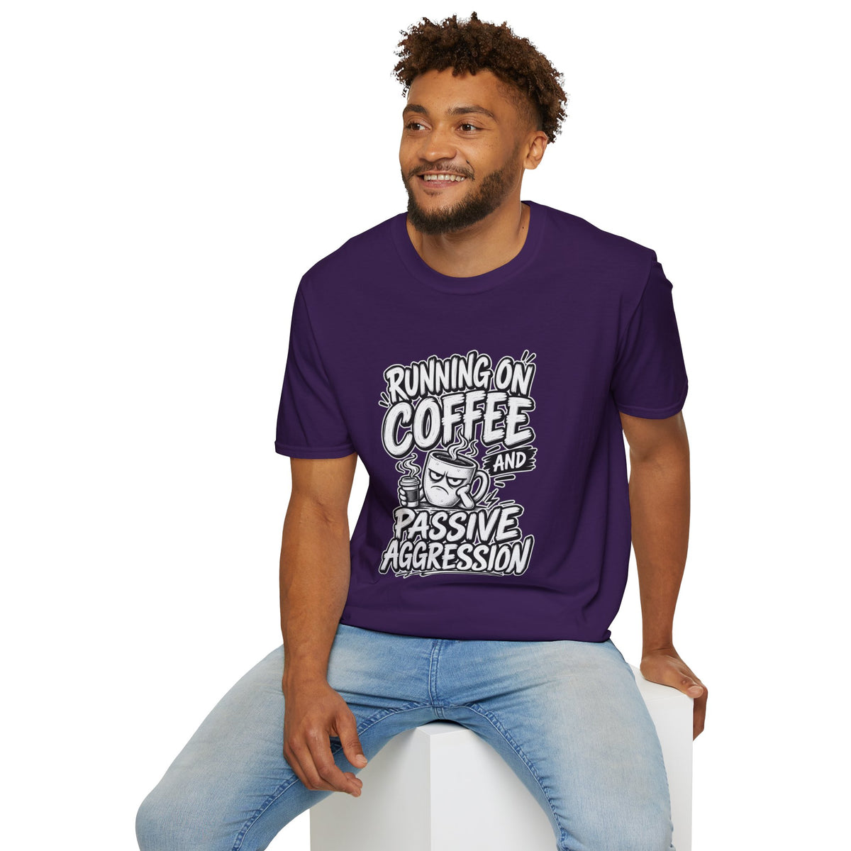 Funny Dark Humor Tshirt — Funny Office Tshirt Dark Humor Graphic Tee Unique Coworker Gift  RUNNING ON COFFEE AND PASSIVE AGGRESSION Shirt