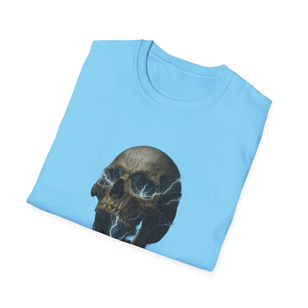 Funny Mens Electric Skull T-Shirt Classic Short Sleeve Shirt Apparel Clothing