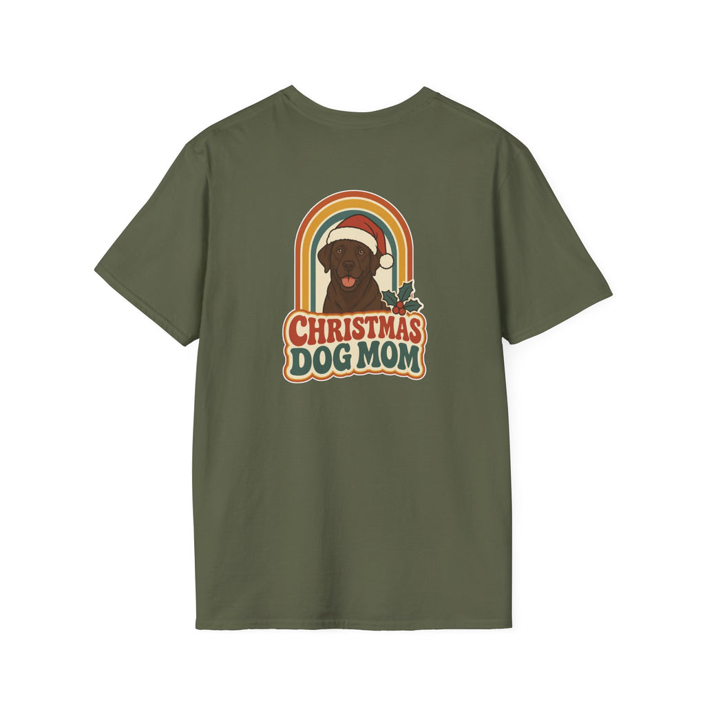 Retro Christmas Dog T-Shirt Christmas Dog Mom Vintage Dog Lover Shirt Unisex Softstyle Tee Christmas Gift