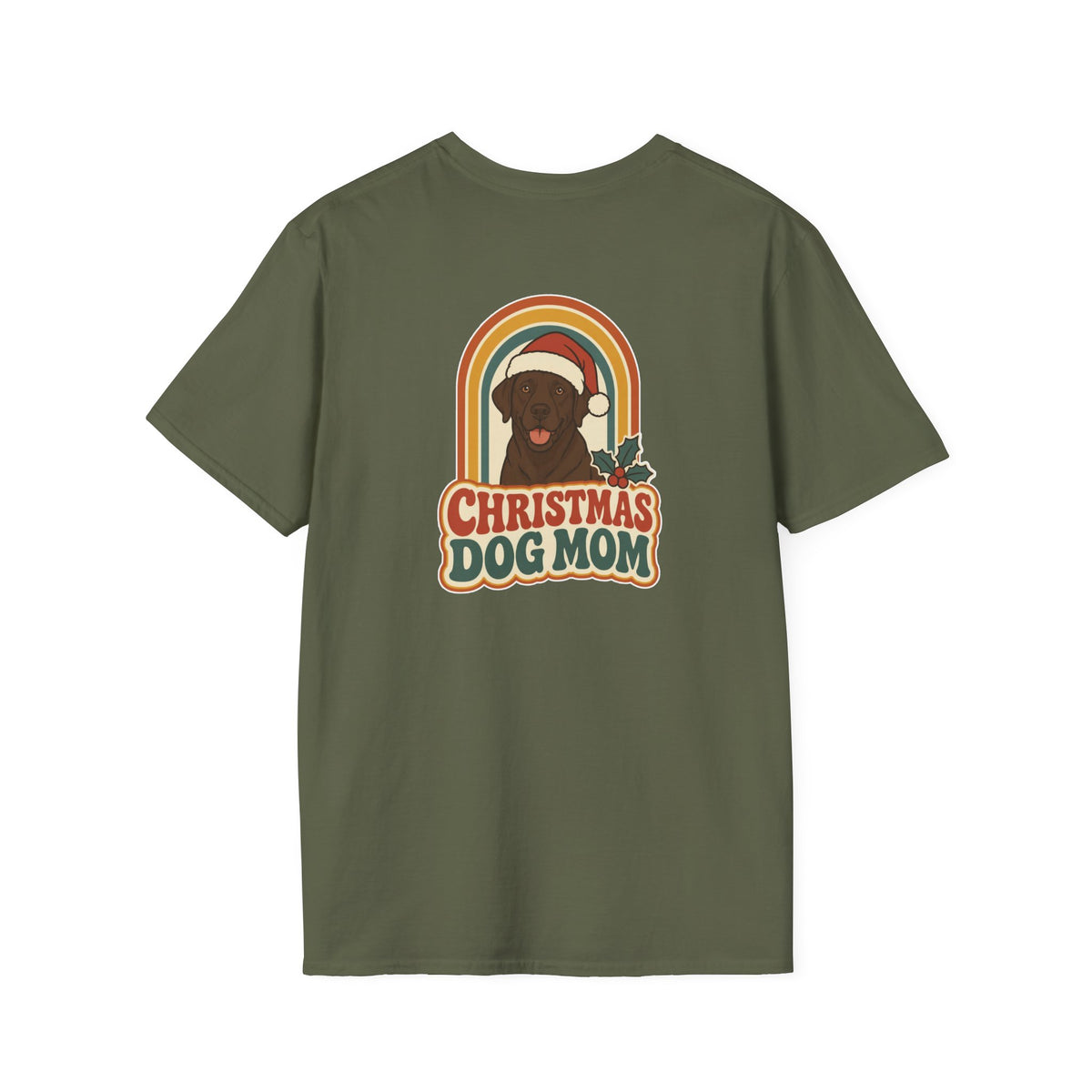 Retro Christmas Dog T-Shirt Christmas Dog Mom Vintage Dog Lover Shirt Unisex Softstyle Tee Christmas Gift