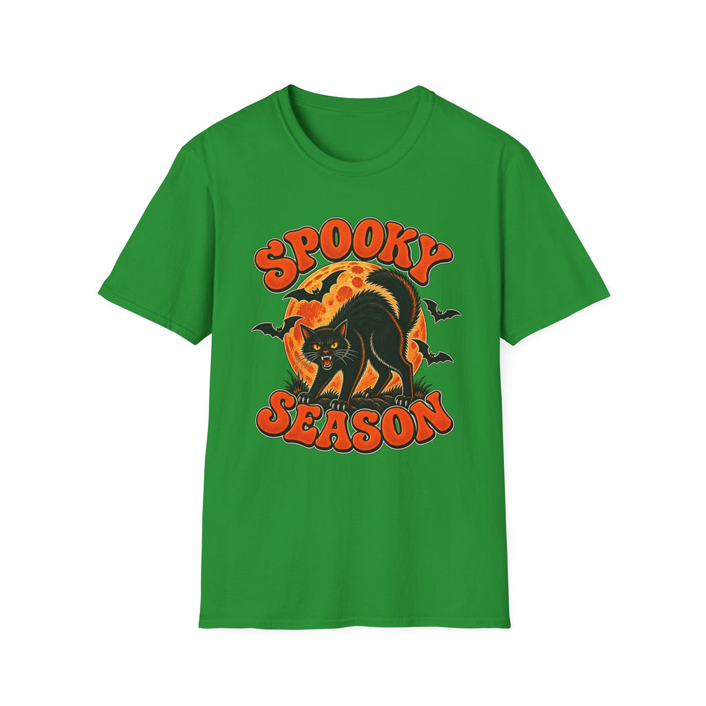 Retro Black Cat Halloween Shirt | Vintage Spooky Season Graphic Tee | Womens Halloween T-Shirt