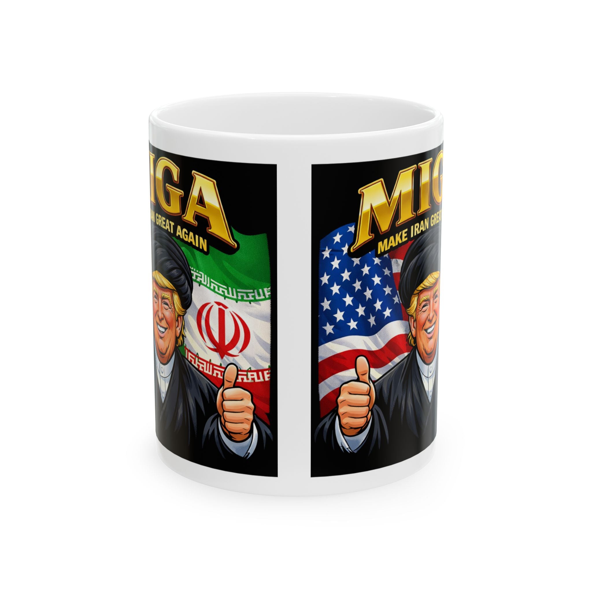 Funny Trump Iranian Flag Mug Make Iran Great Again MIGA Ceramic Mug Coffee Cup