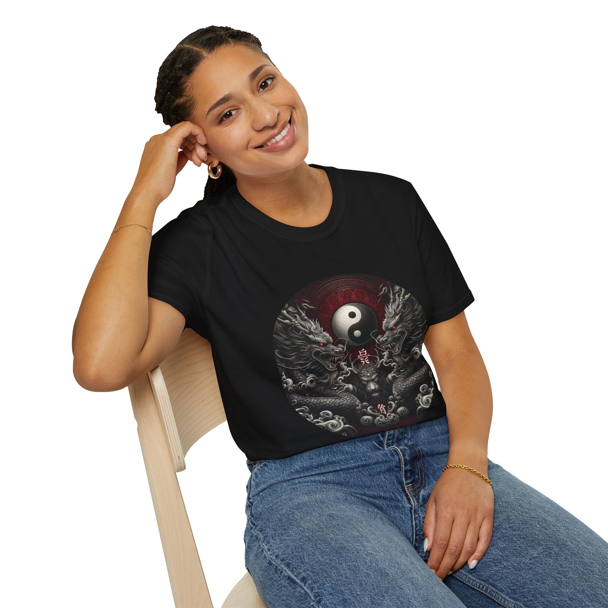 Dragon T-shirt Men Women Graphic Tee Clothing Apparel Symbol Ying Yang Best Gift