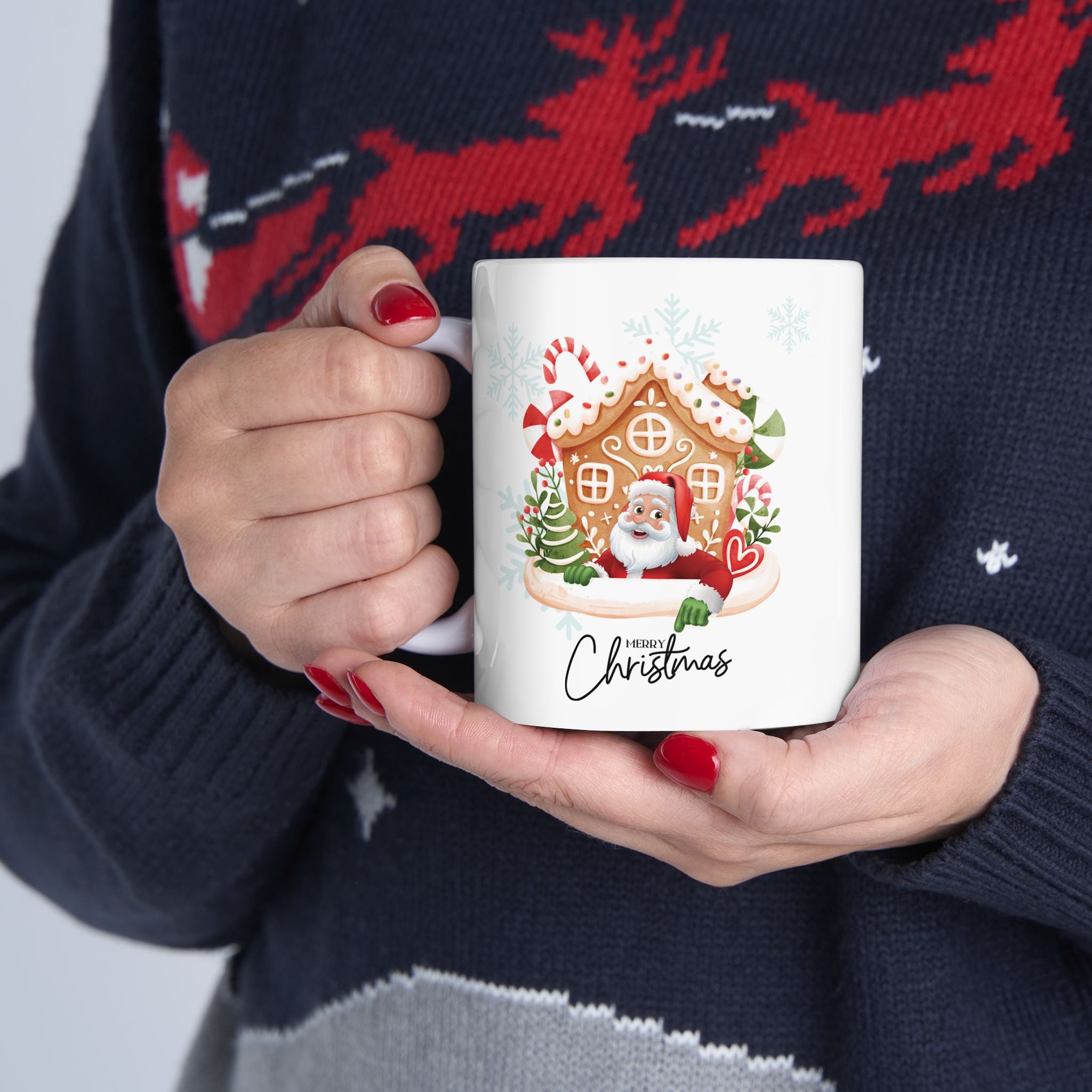 Funny Santa Claus Merry Christmas Mug Unique Cute Ceramic Coffee Cup Gift Kids 11oz