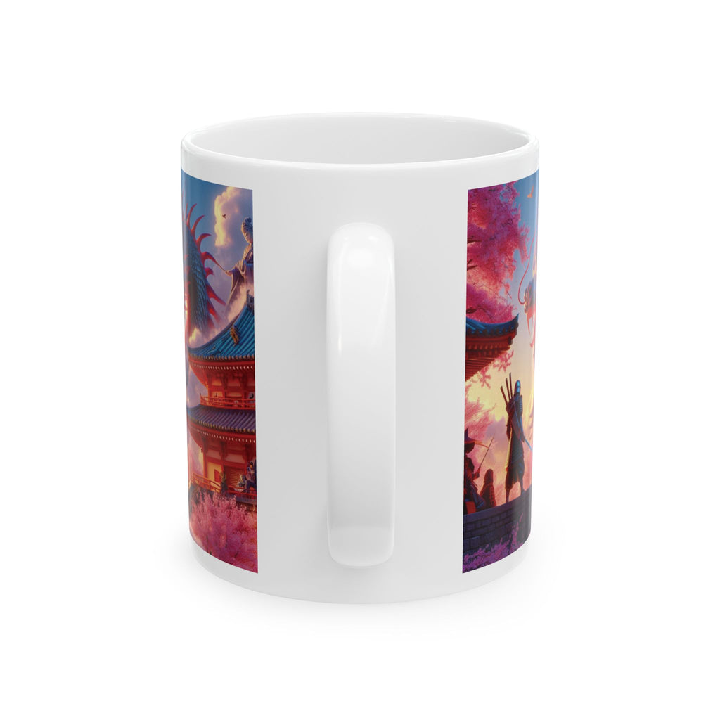 Japan Samurai Mug Dragon Sakura Flower Tea Coffee Cup Unique Gift Art Japanese 11oz