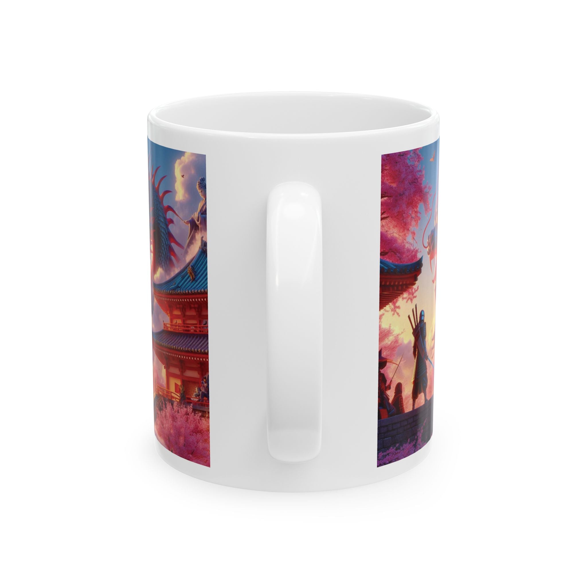 Japan Samurai Mug Dragon Sakura Flower Tea Coffee Cup Unique Gift Art Japanese 11oz