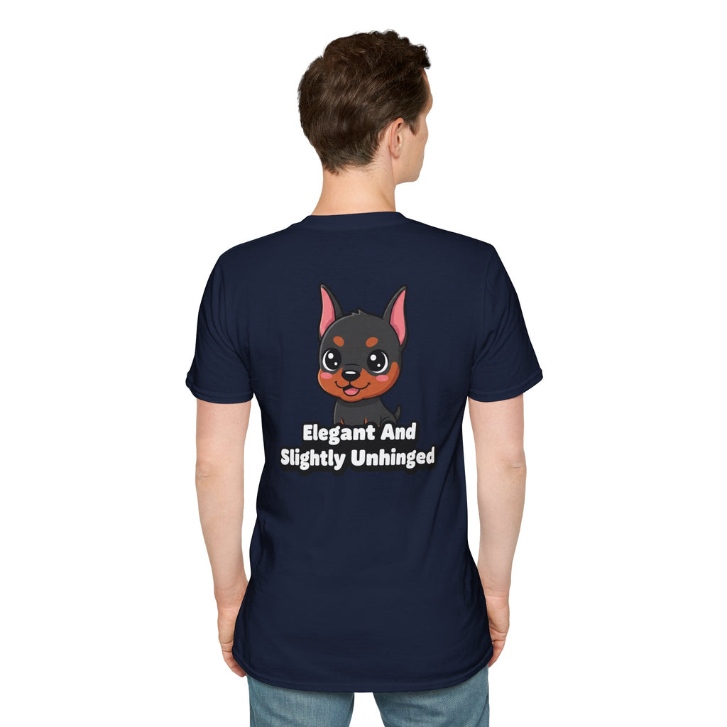 Cute Doberman Shirt Elegant And Slightly Unhinged Funny Dog Lover Unisex Softstyle Tee Gift
