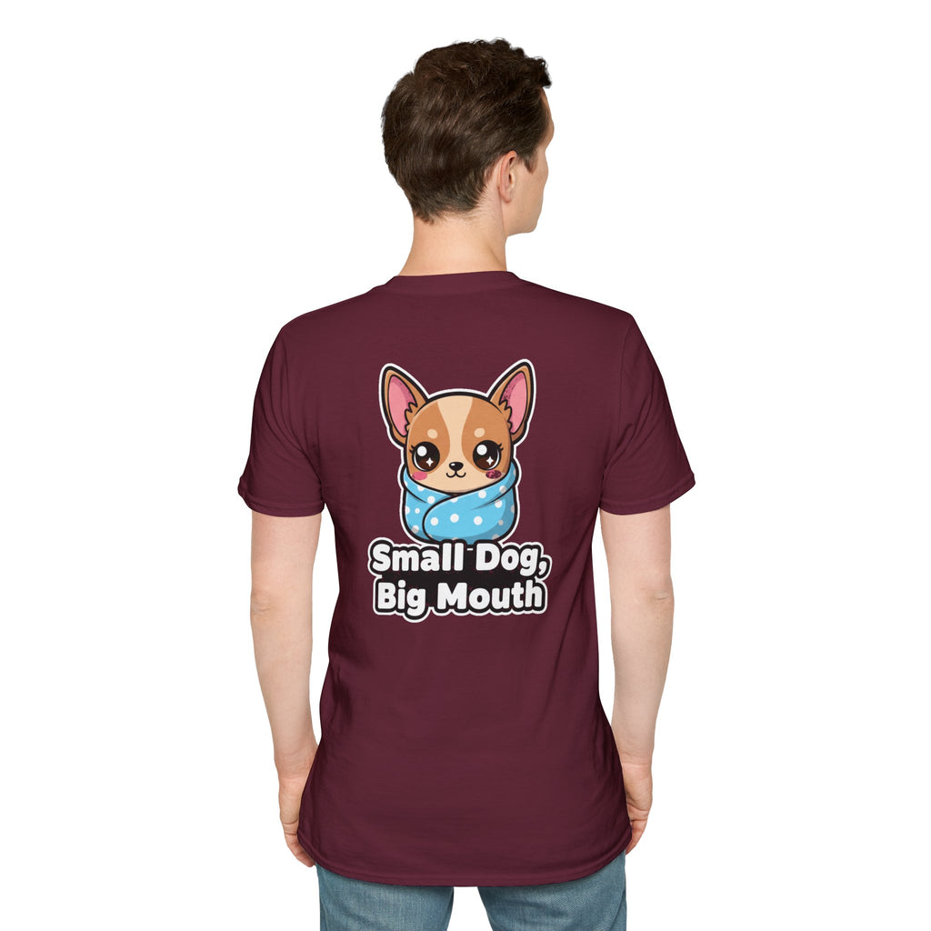 Cute Chihuahua Shirt Small Dog, Big Mouth Funny Dog Lover Unisex Softstyle Tee Gift