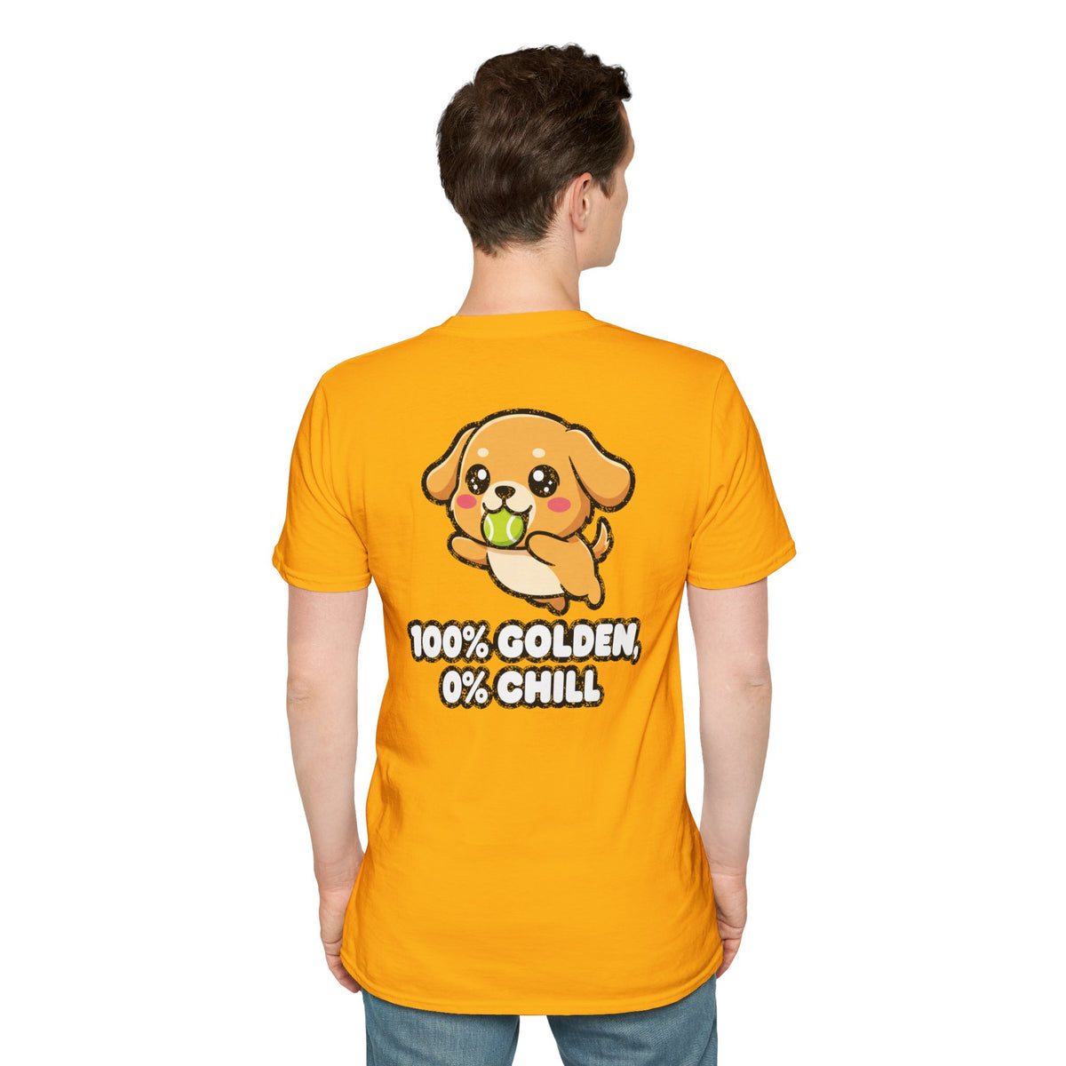 Cute Golden Retriever Shirt 100% Golden, 0% Chill Funny Dog Lover Unisex Softstyle Tee Gift