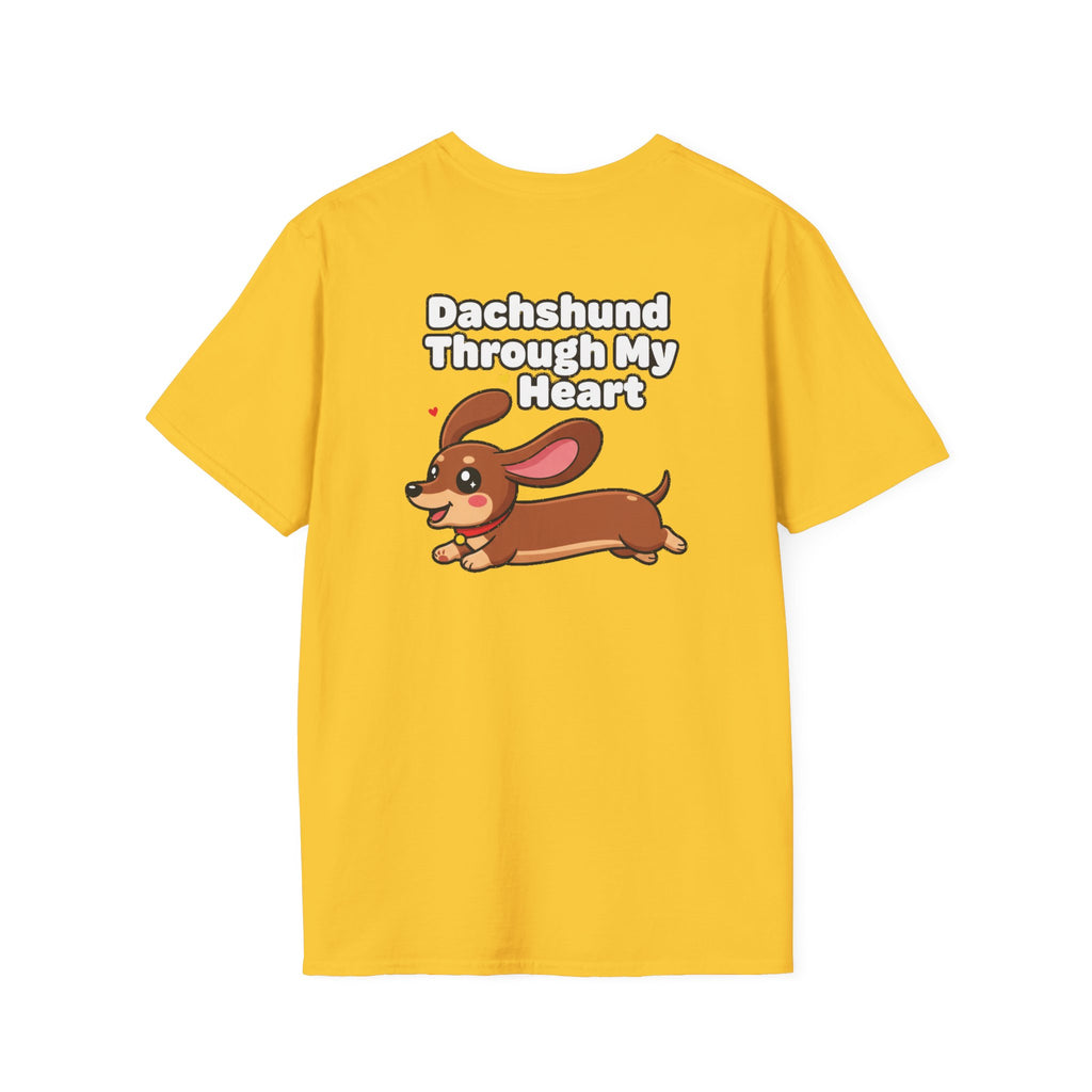 Cute Dachshund Shirt Dachshund Through My Heart Funny Dog Lover Unisex Softstyle Tee Gift
