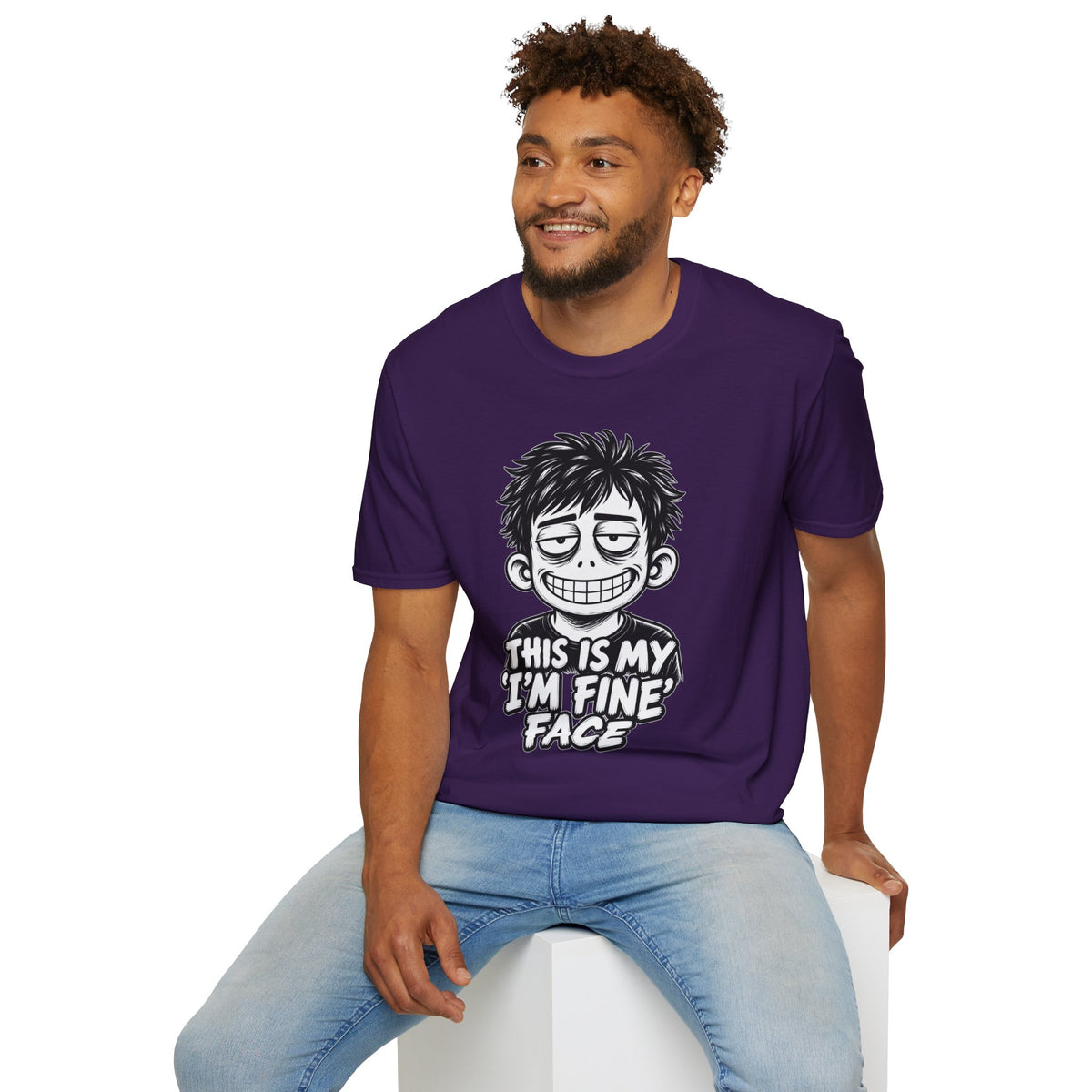 Funny Dark Humor Shirt This Is My I'm Fine Face Funny Office Tee Unique Gift