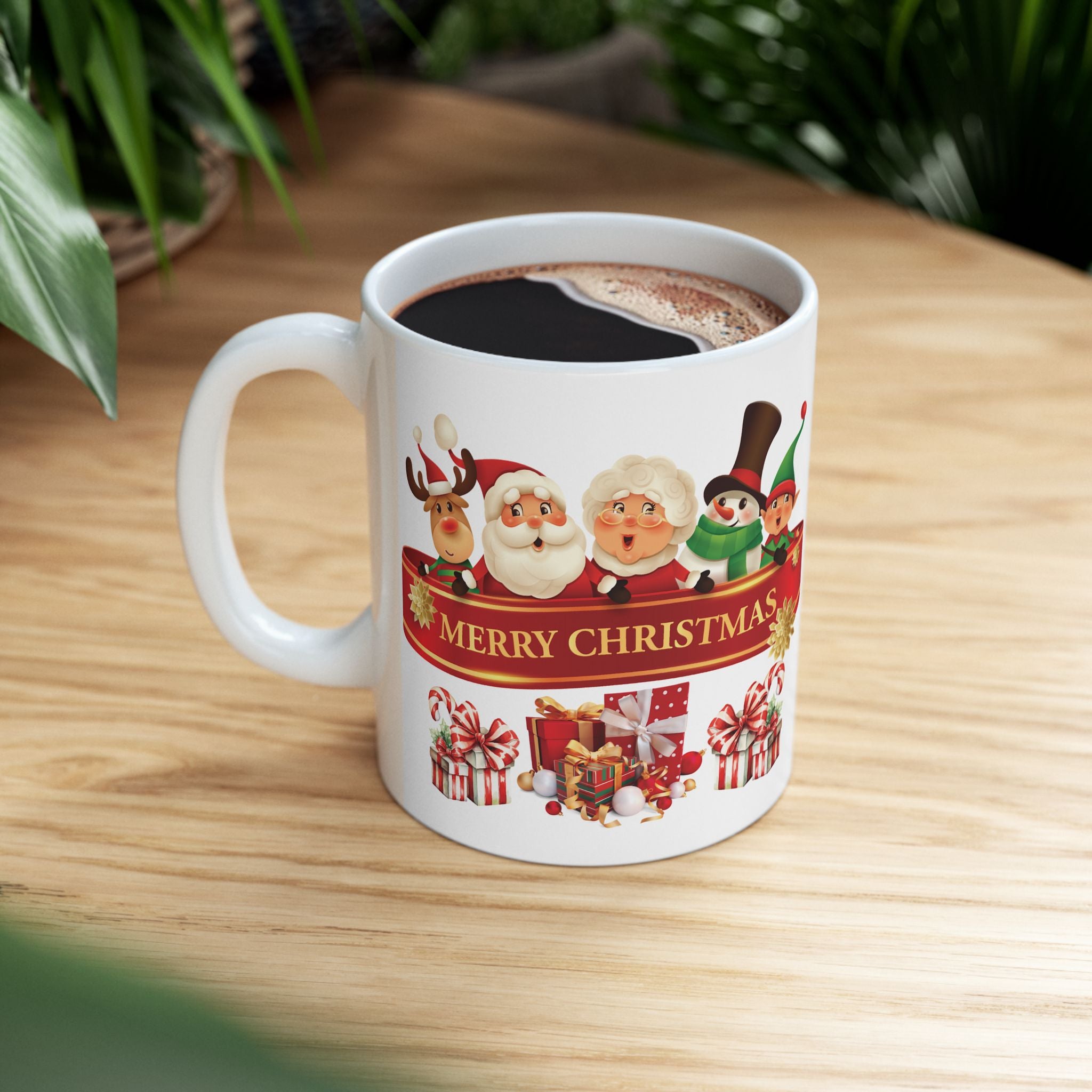 Christmas Mug Funny Santa Claus Mug Unique Cute Gift Coffee Cup Snowman Moose 11oz