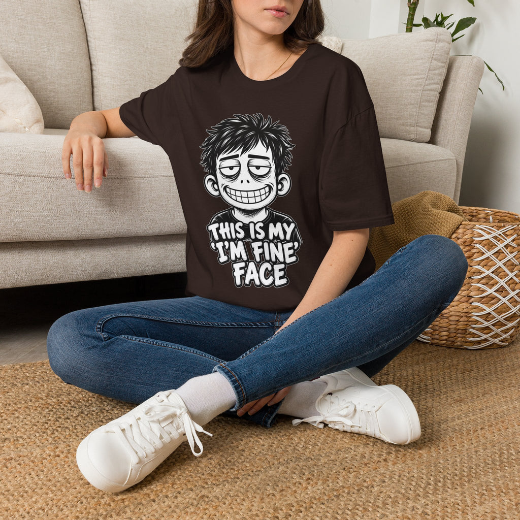 Funny Dark Humor Shirt This Is My I'm Fine Face Funny Office Tee Unique Gift