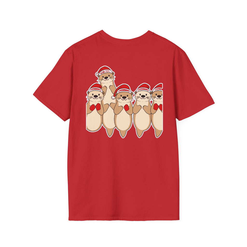 Christmas Otters Family T-Shirt | Cute Cartoon Holiday Design Unique Shirt Gift