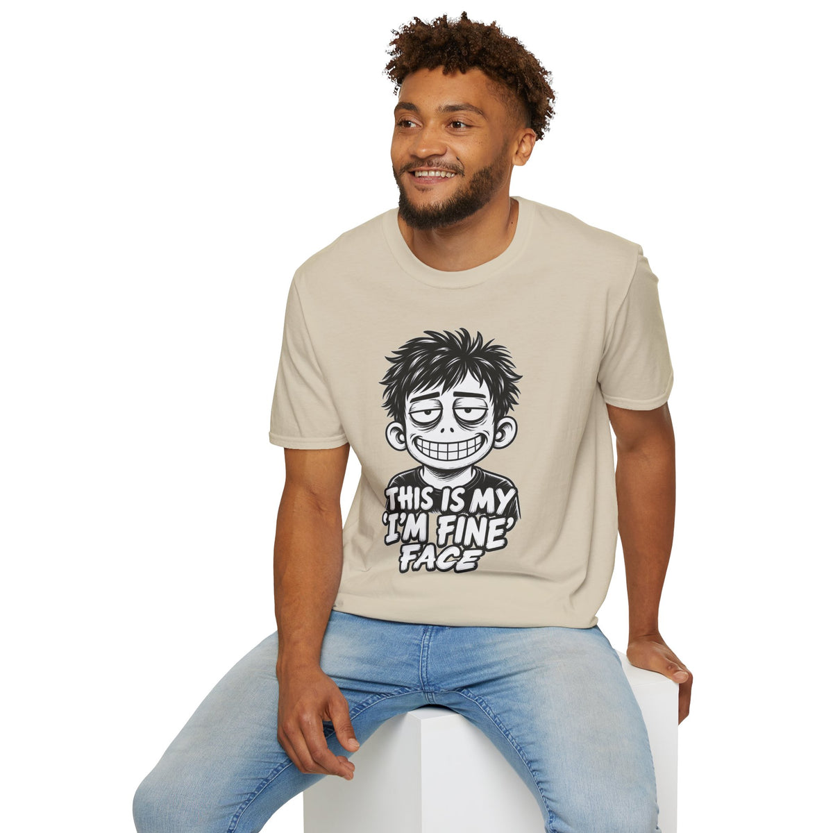 Funny Dark Humor Shirt This Is My I'm Fine Face Funny Office Tee Unique Gift