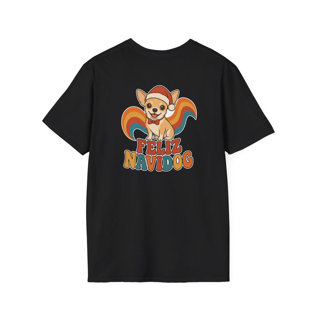 Retro Christmas Dog T-Shirt Feliz Navidog Vintage Dog Lover Shirt Unisex Softstyle Tee Christmas Gift