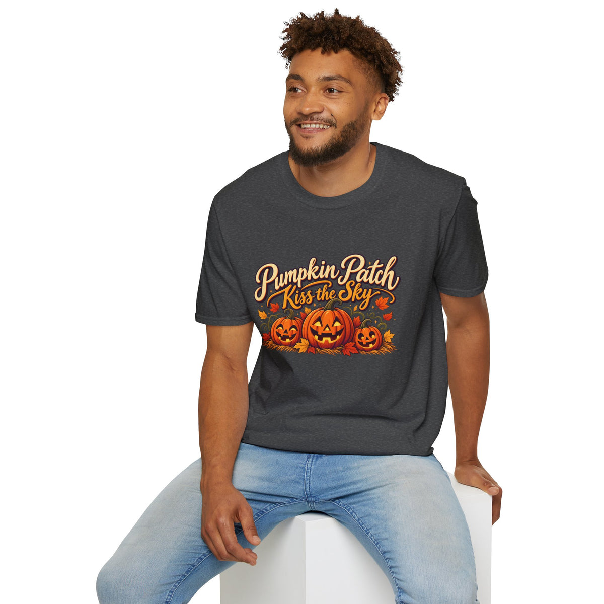 Pumpkin Patch Kiss the Sky Shirt | Cute Fall Jack-O'-Lantern Graphic Tee | Womens Halloween T-Shirt