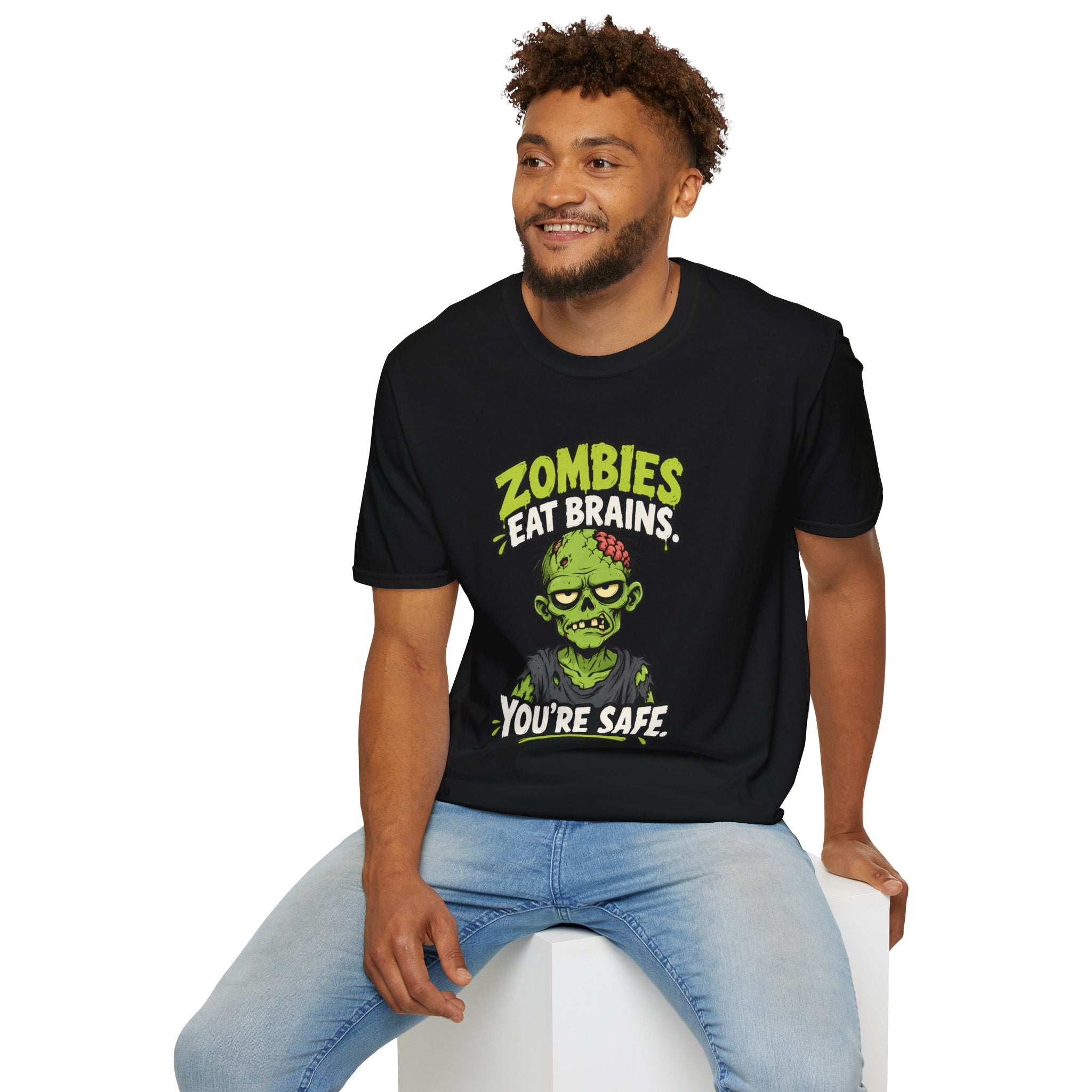 Zombies Eat Brains You Are Safe funny Halloween shirt