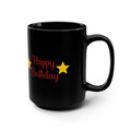 Happy Birthday Gift Black Ceramic Mug Star Great Present Bf Gf Wife Husband 15oz