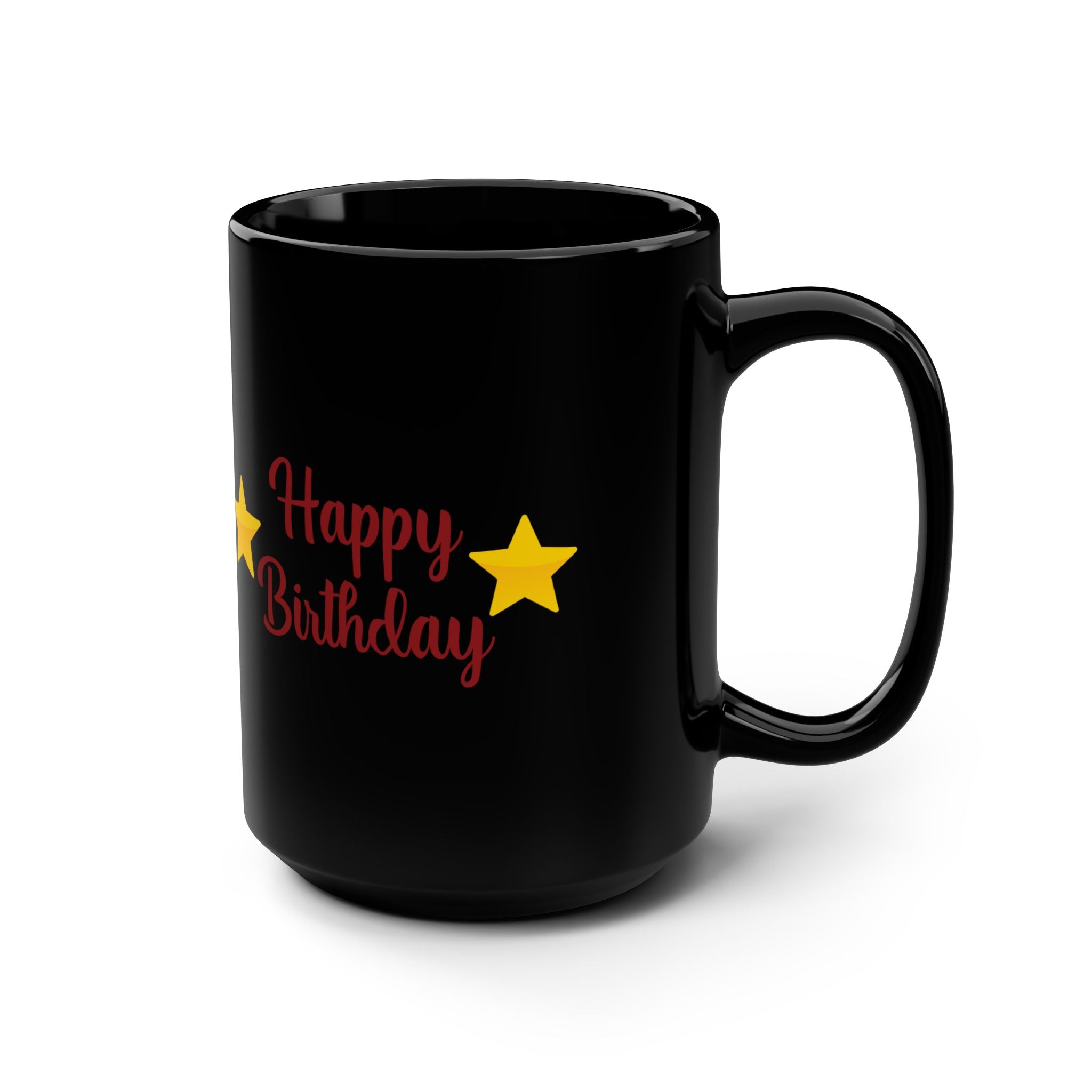 Happy Birthday Gift Black Ceramic Mug Star Great Present Bf Gf Wife Husband 15oz