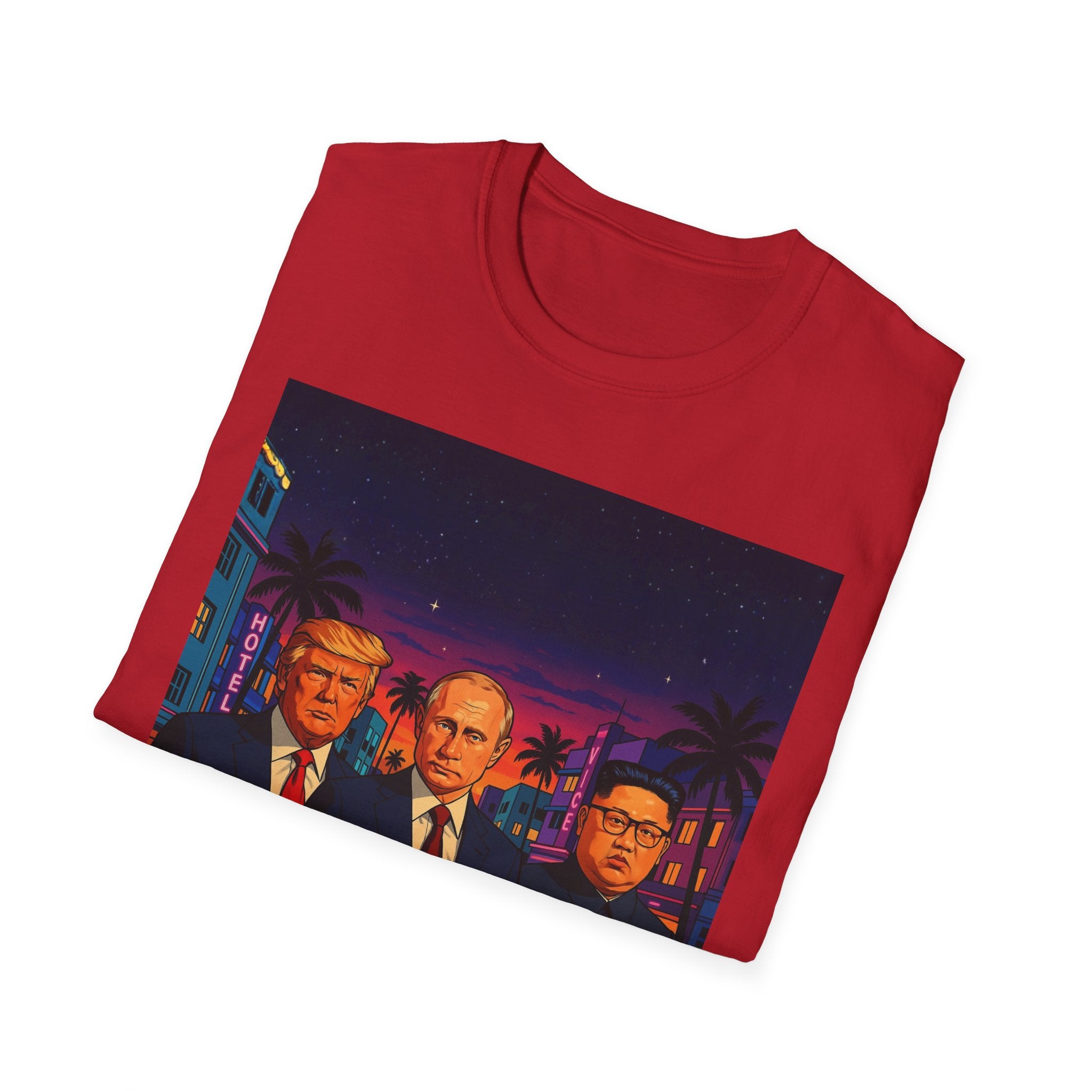 Funny Donald Trump Kim Putin in Miami T-Shirt Unique Unisex Softstyle Gift New