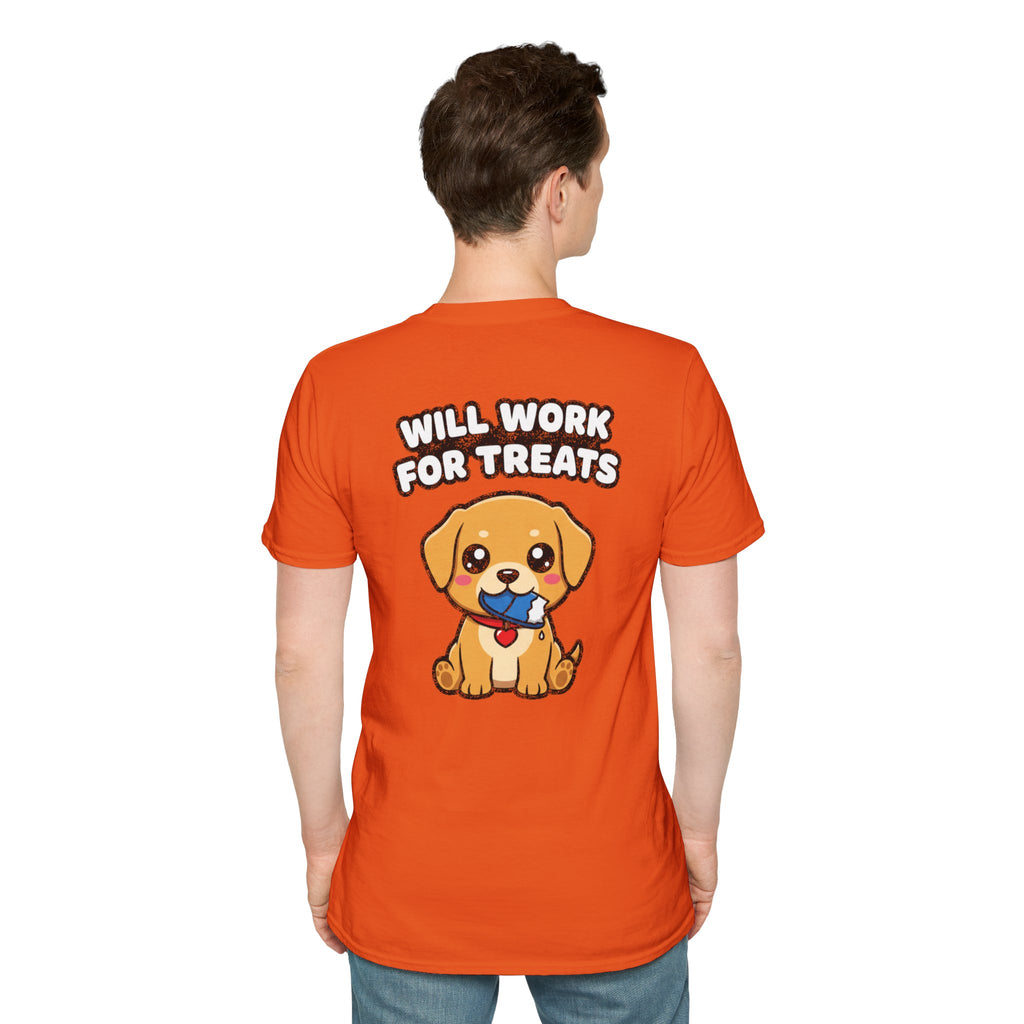 Cute Labrador Shirt Will Work For Treats Funny Dog Lover Unisex Softstyle Tee Gift