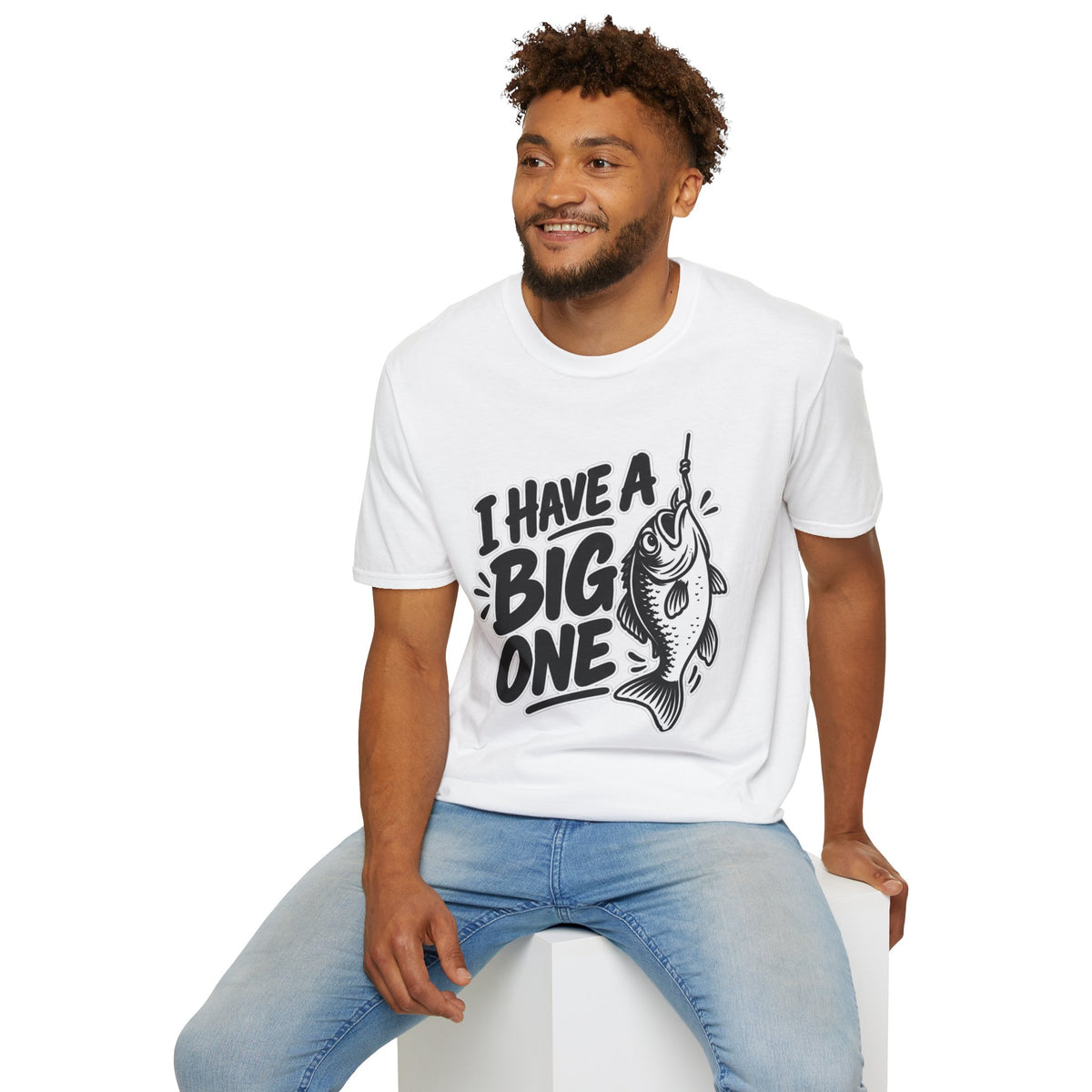 Funny Fishing Shirt I Have a Big One Novelty Unique Gift Tshirt Unisex Softstyle Graphic Tee
