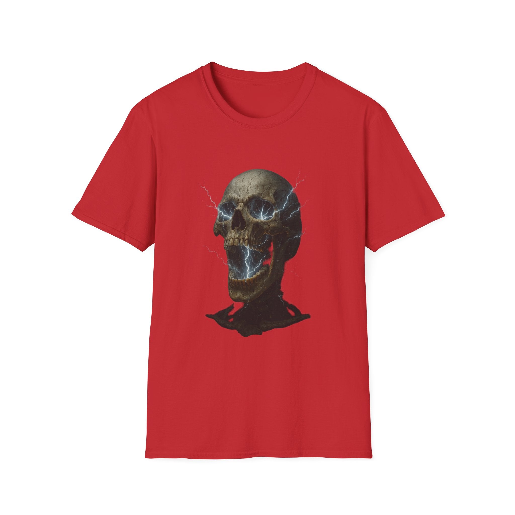Funny Mens Electric Skull T-Shirt Classic Short Sleeve Shirt Apparel Clothing